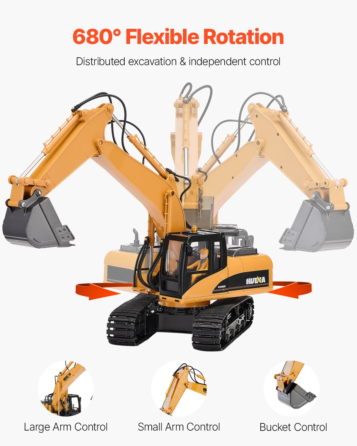 Advanced 15-Channel 3-in-1 Remote Control Excavator Toy with Metal Shovel, 1:14 Scale RC Digger, Light & Sound, Long Battery Life, Perfect Construction Gift for Kids