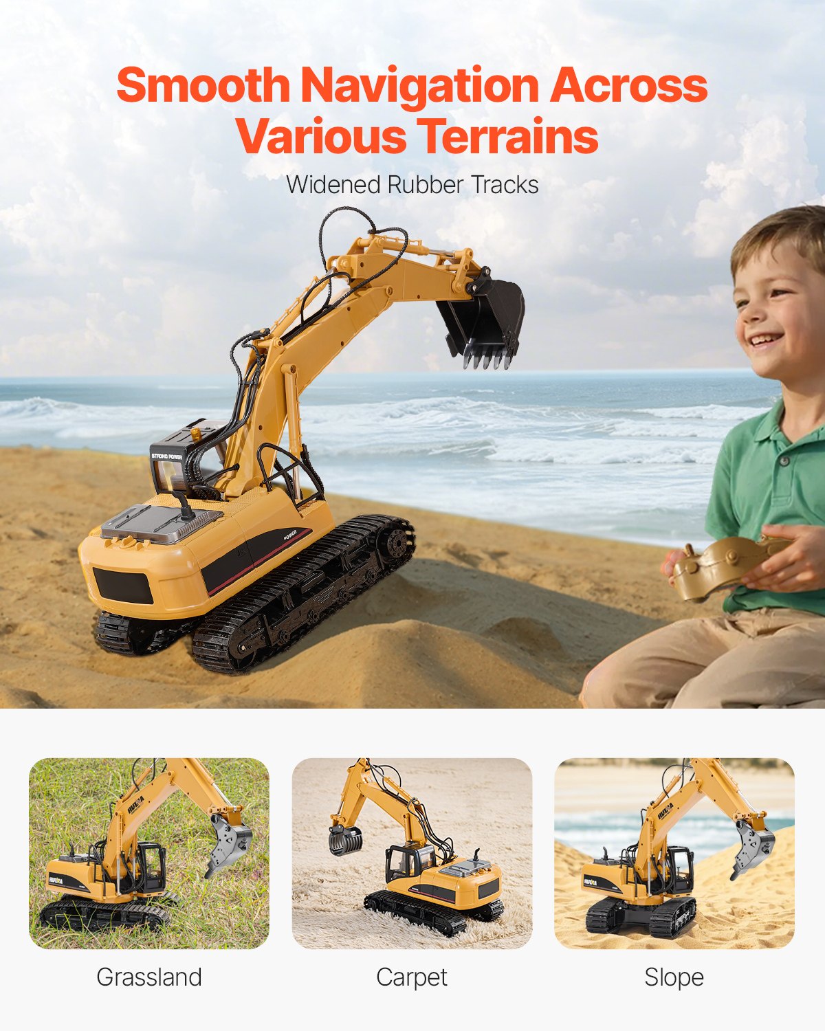 Advanced 15-Channel 3-in-1 Remote Control Excavator Toy with Metal Shovel, 1:14 Scale RC Digger, Light & Sound, Long Battery Life, Perfect Construction Gift for Kids