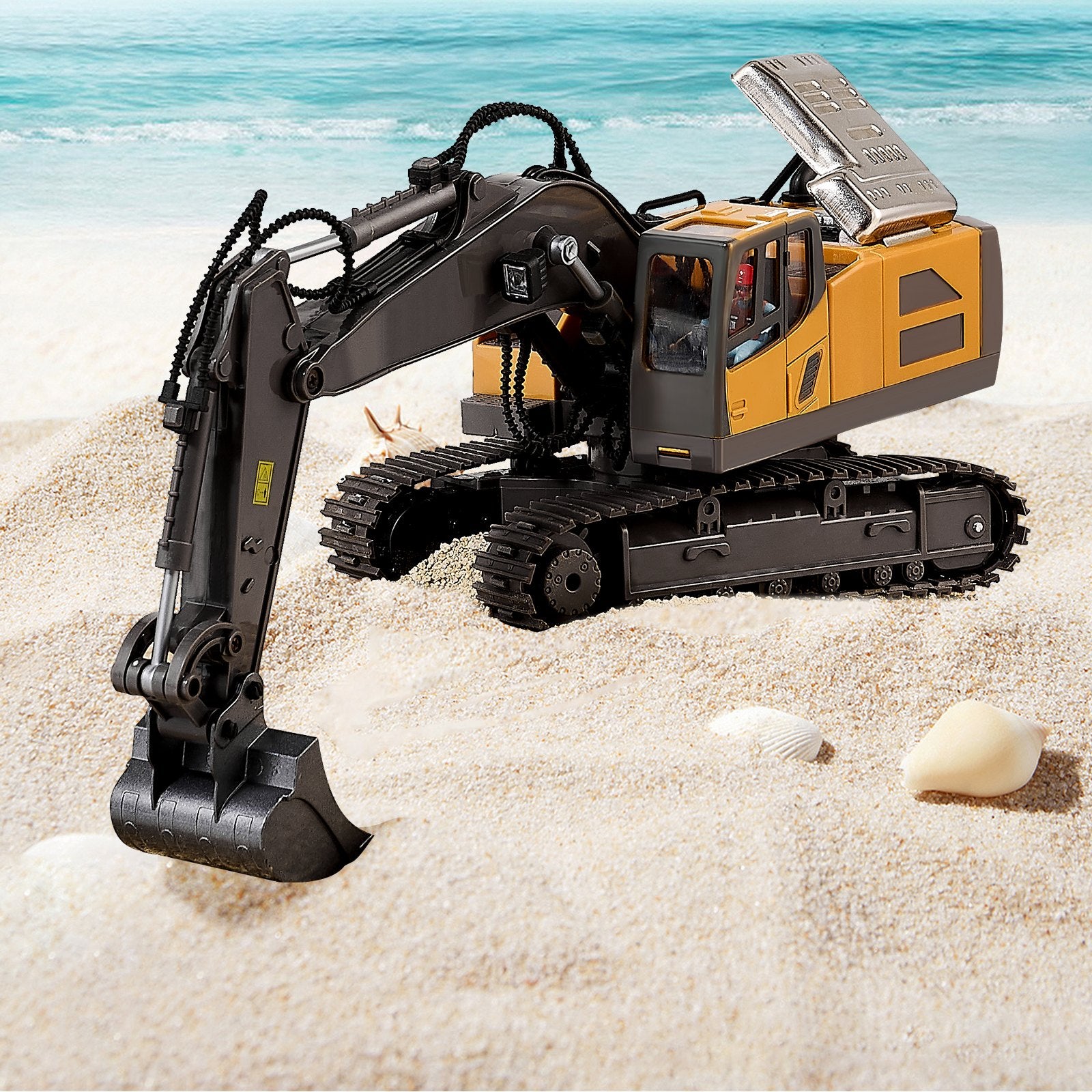 11 Channel Remote Control Excavator Toy, 1:20 Scale RC Digger with Lights & Sounds, Full Functional Construction Vehicle for Kids, Durable ABS, Long Battery Life, Perfect Birthday Gift with Wear-Resistant Tracks, 2 Lithium Batteries Included