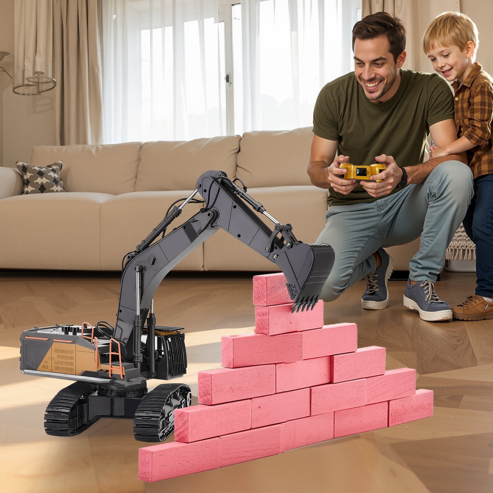 Remote Control Excavator Toy for Kids, 22-Channel 1:14 Scale Digger with Metal Shovel, Lights, Sounds, and Durable Tracks – Perfect Construction Vehicle Gift