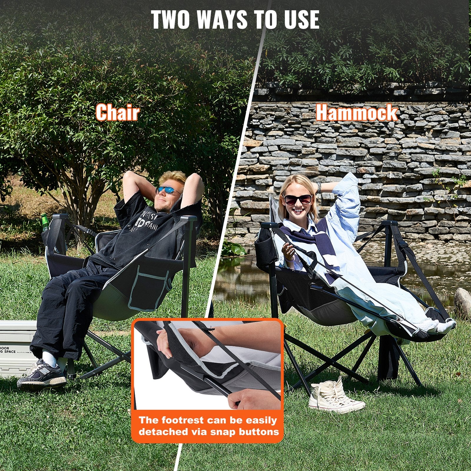 Luxurious Reclining Camping Chair with Footrest, Headrest & Storage Bag - 300 lbs Capacity, Portable Rocking Lounge for Outdoor Adventures