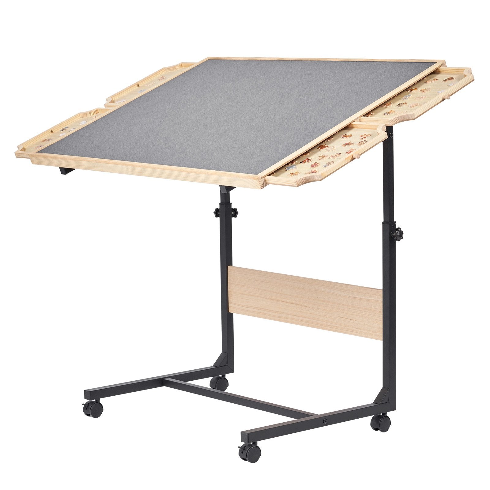 Adjustable 1500 Piece Jigsaw Puzzle Table with Wheels, 4 Drawers, Foldable Legs, 5-Tilt Angles, Portable 34x25 in Wooden Board, Perfect Gift for Puzzle Enthusiasts, Ideal for Adults, Moms, and Families
