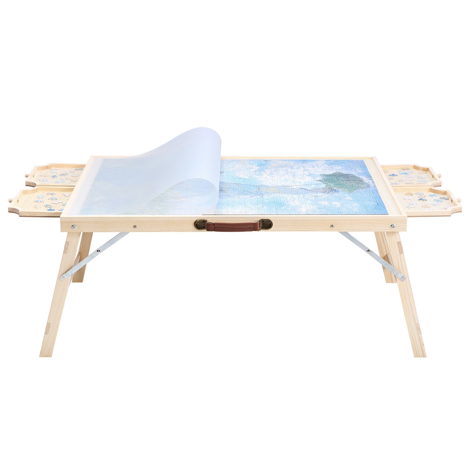 Folding Puzzle Table for Adults with 4 Storage Drawers, 1500-Piece Capacity, Portable Wooden Board & Organizer, Ideal Gift for Puzzle Enthusiasts