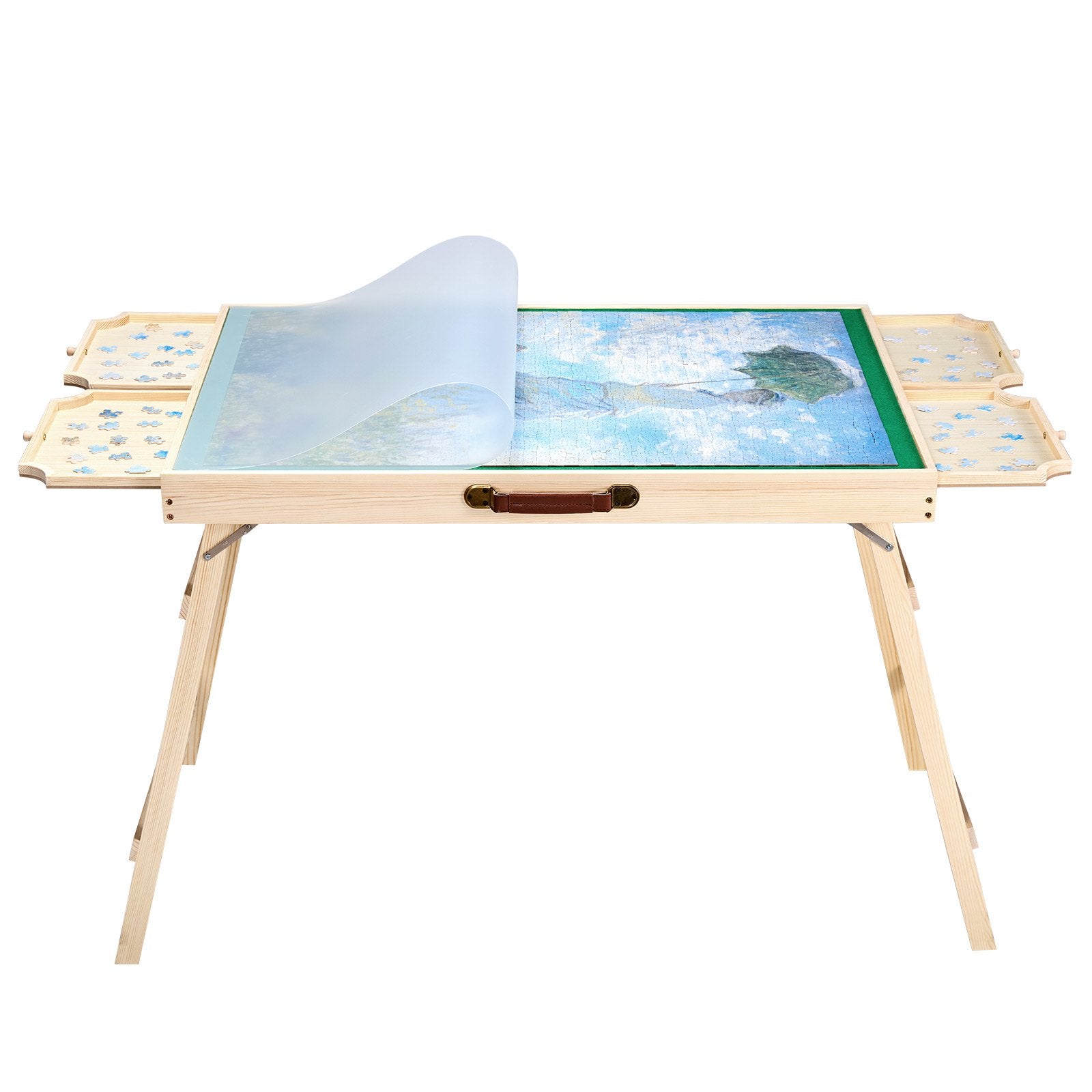 Portable 1500-Piece Puzzle Table with Folding Legs, 4 Drawers, Cover, Felt Surface, 6 Angle Tilt, Ideal Gift for Puzzle Enthusiasts