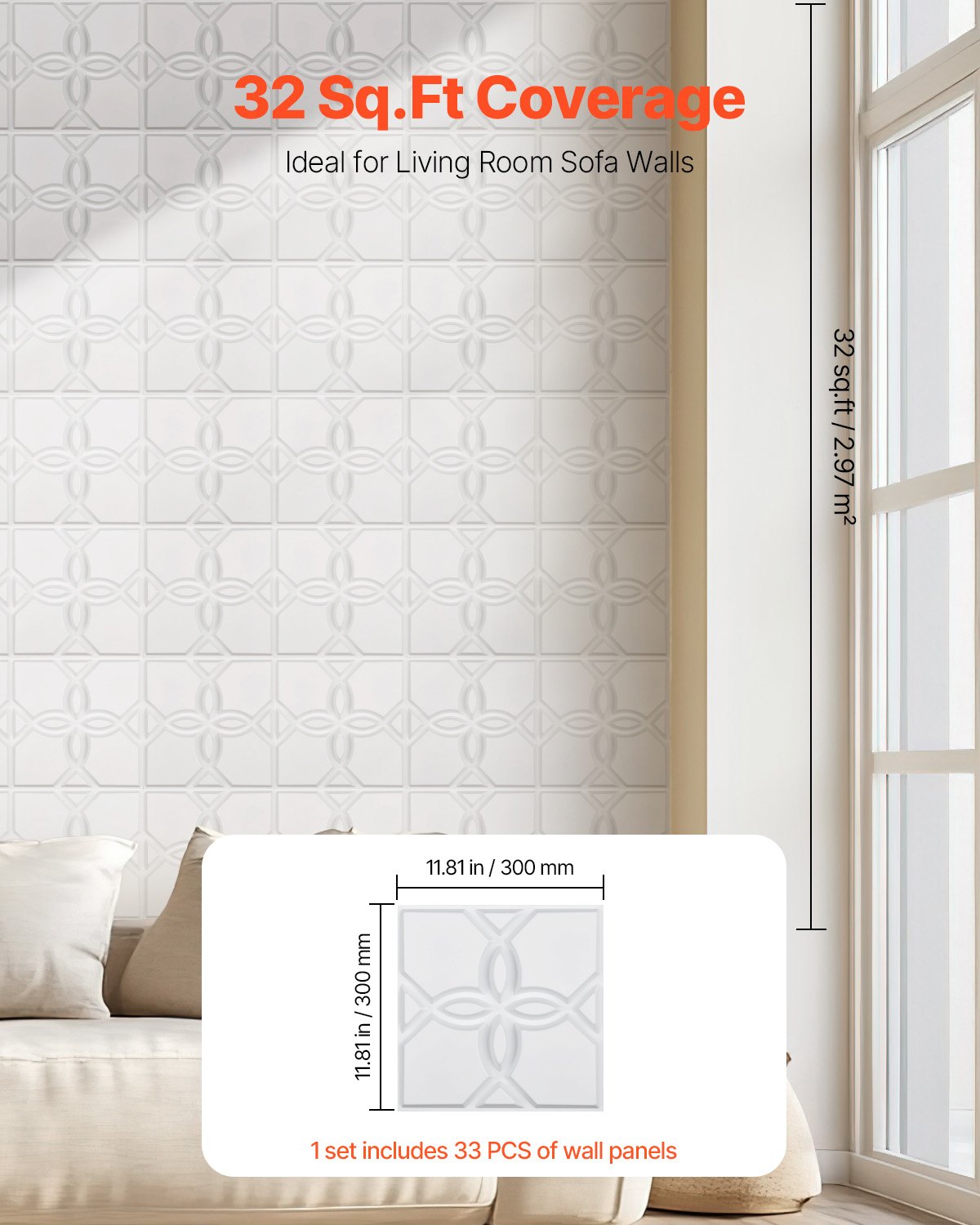 Modern Matte White 3D Floral Wall Panels, 33-Pack - PVC Art Tiles, 32 Sq.Ft Accent Coverage for Home Decor, Ceiling, Bedroom, Living & Gaming Rooms