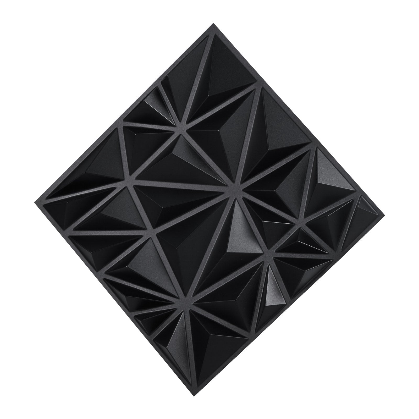 Modern Art Matte Black 3D Wall Panels, 33-Pack - 32 Sq.Ft Diamond Tiles for Interior Decor, Bedroom, Living & Gaming Room Ceiling Design