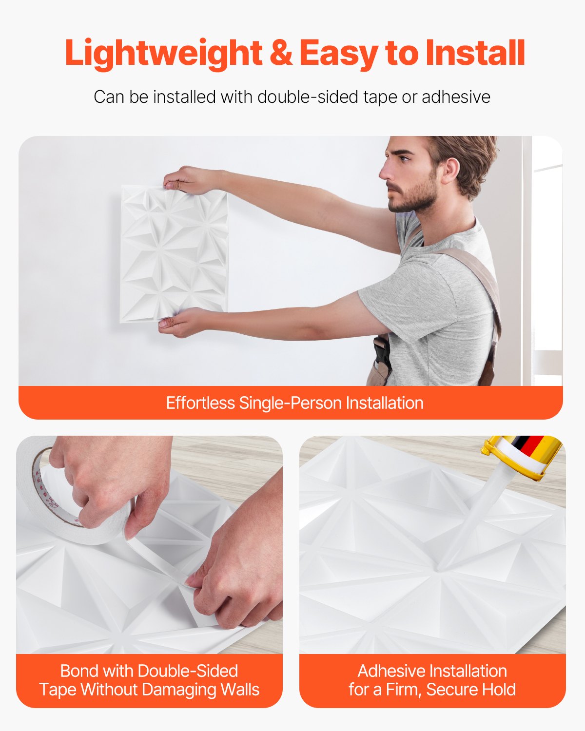 3D Wall Panels, 33-Pack Modern Minimalist Diamond Tiles, PVC Matte White, 32 Sq.Ft Coverage for Home Decor, Bedroom, Living Room, Ceiling, Gaming Room, Easy Install, Stylish Accent, Interior Design