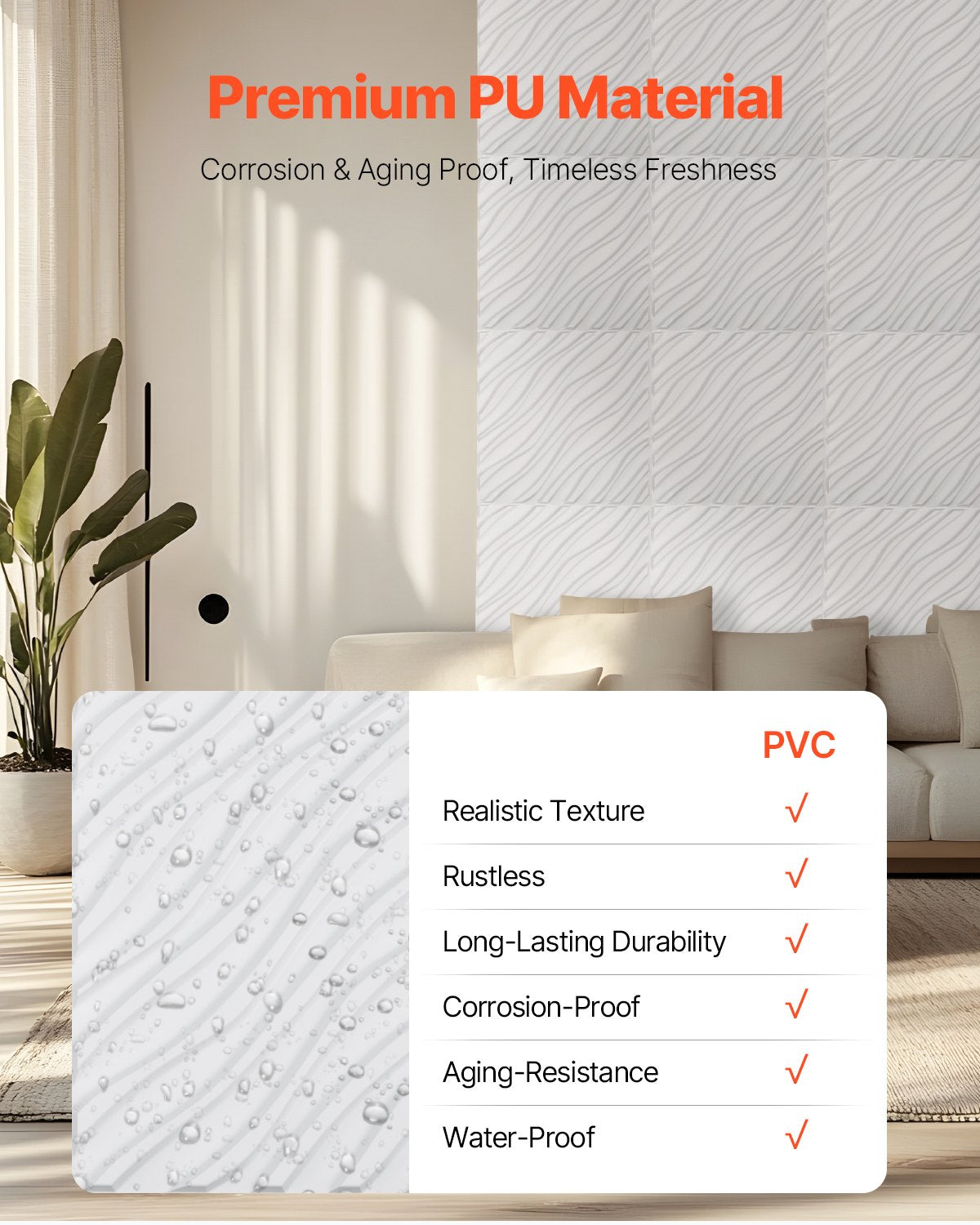Modern 3D Wall Panels, 12-Pack PVC Wave Tiles, 32 Sq. Ft. Coverage, Matte White Decor for Bedroom, Living & Gaming Room, Easy Install