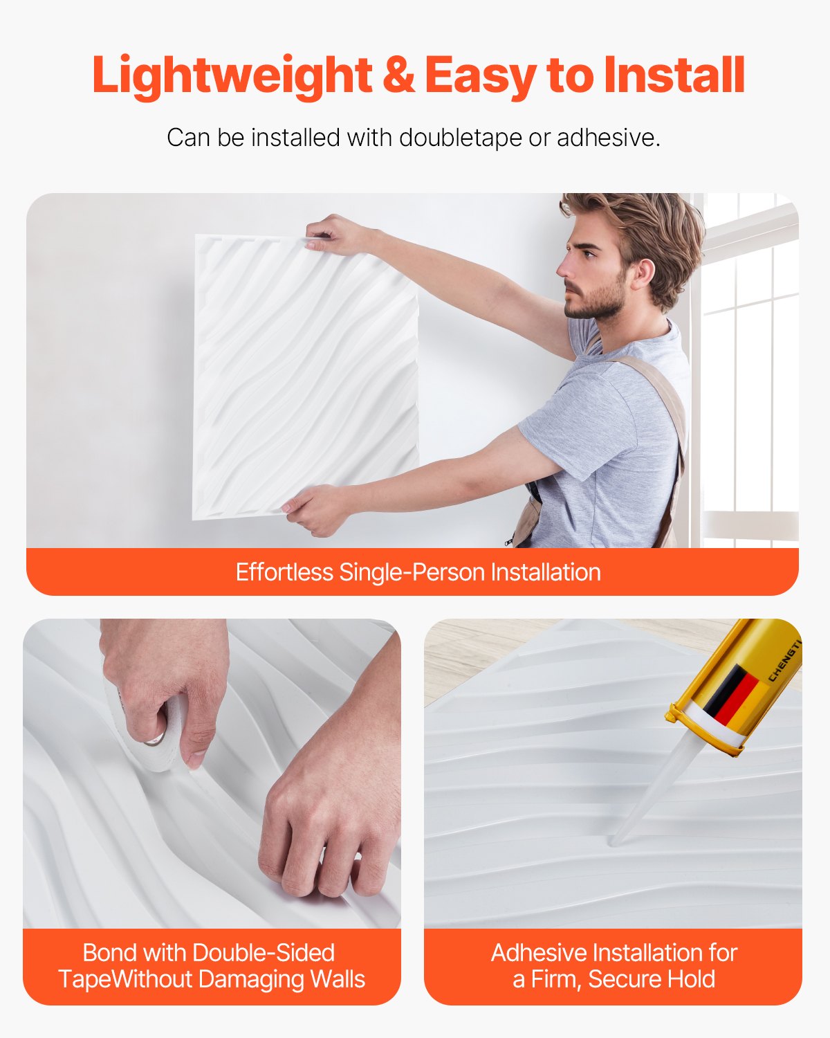 Modern 3D Wall Panels, 12-Pack PVC Wave Tiles, 32 Sq. Ft. Coverage, Matte White Decor for Bedroom, Living & Gaming Room, Easy Install