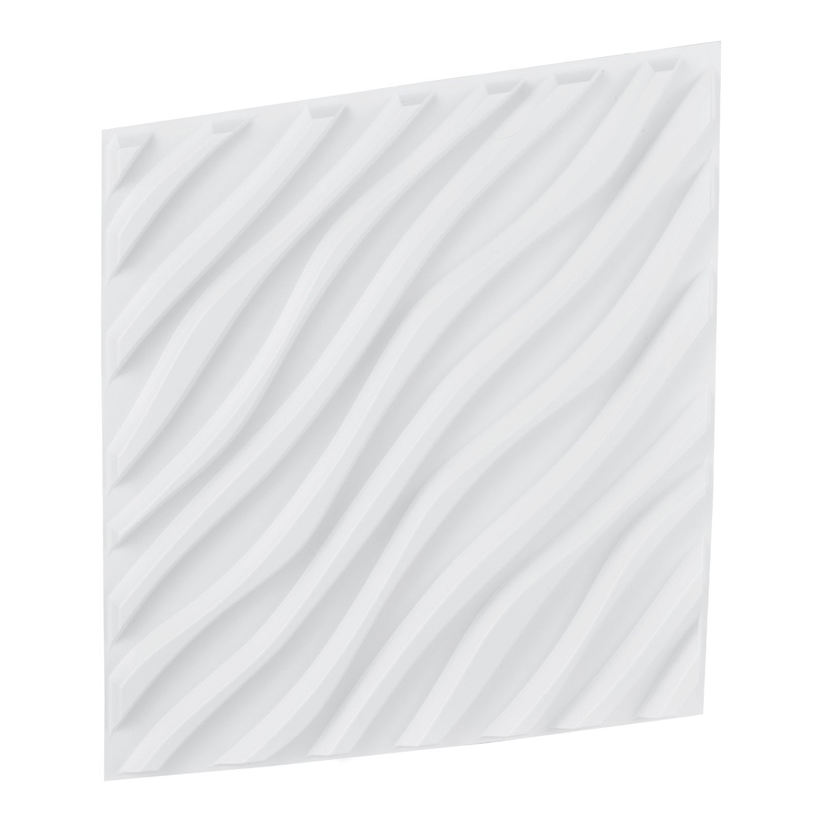 Modern 3D Wall Panels, 12-Pack PVC Wave Tiles, 32 Sq. Ft. Coverage, Matte White Decor for Bedroom, Living & Gaming Room, Easy Install