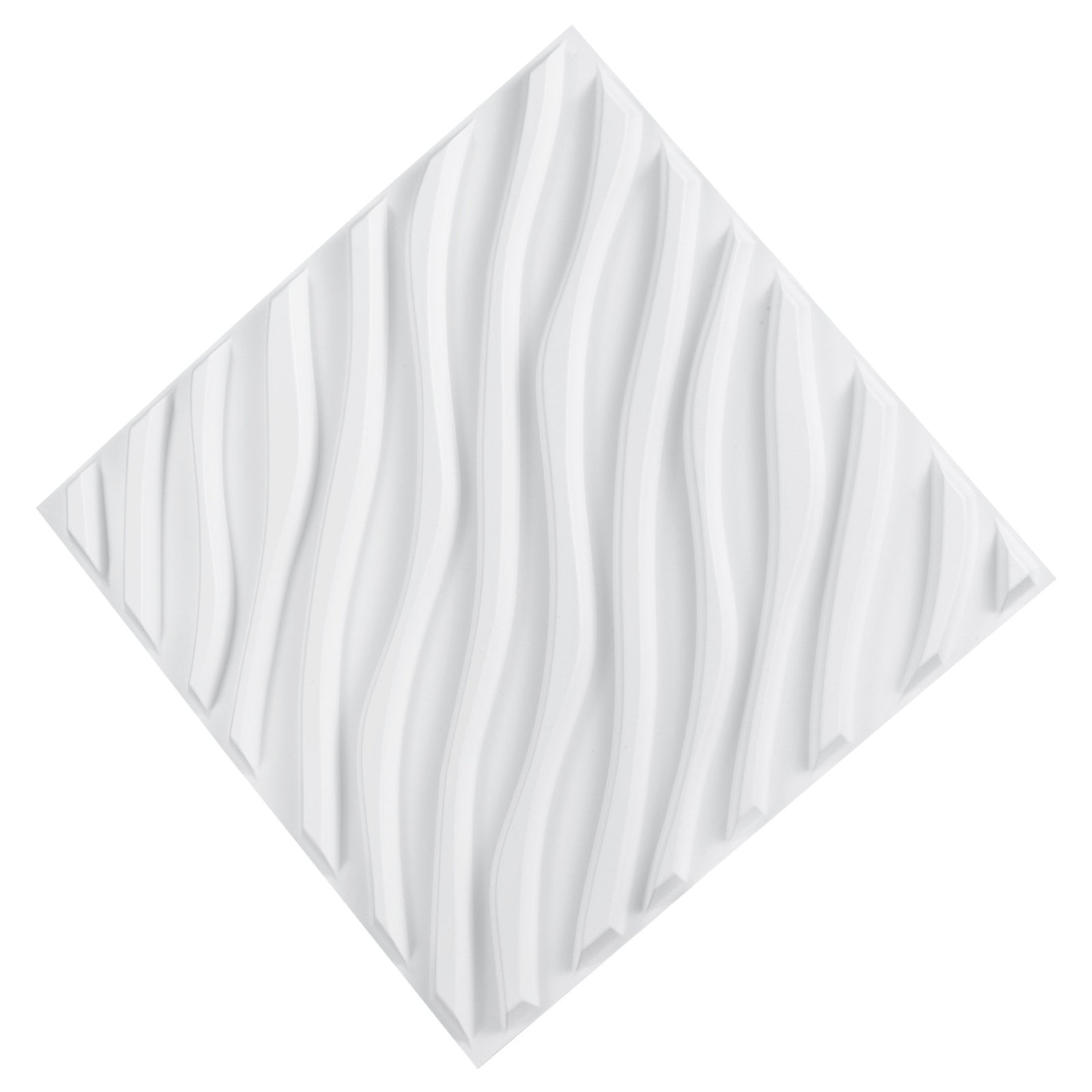 Modern 3D Wall Panels, 12-Pack PVC Wave Tiles, 32 Sq. Ft. Coverage, Matte White Decor for Bedroom, Living & Gaming Room, Easy Install