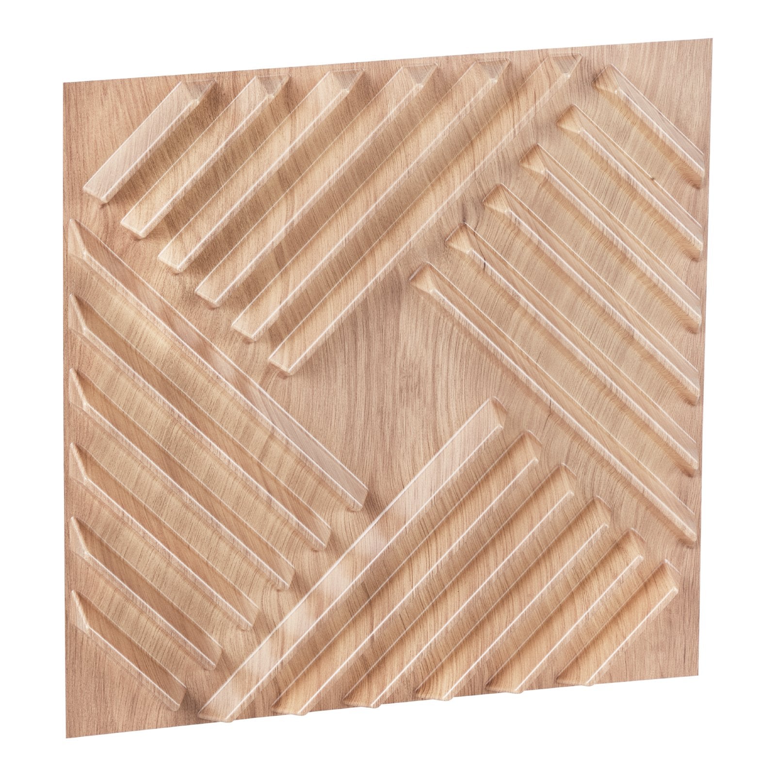 12-Pack Modern 3D PVC Wall Panels, Light Wood, 32 Sq.Ft Coverage - Minimalist Accent for Bedroom, Living Room, Ceiling, Gaming Space Decor