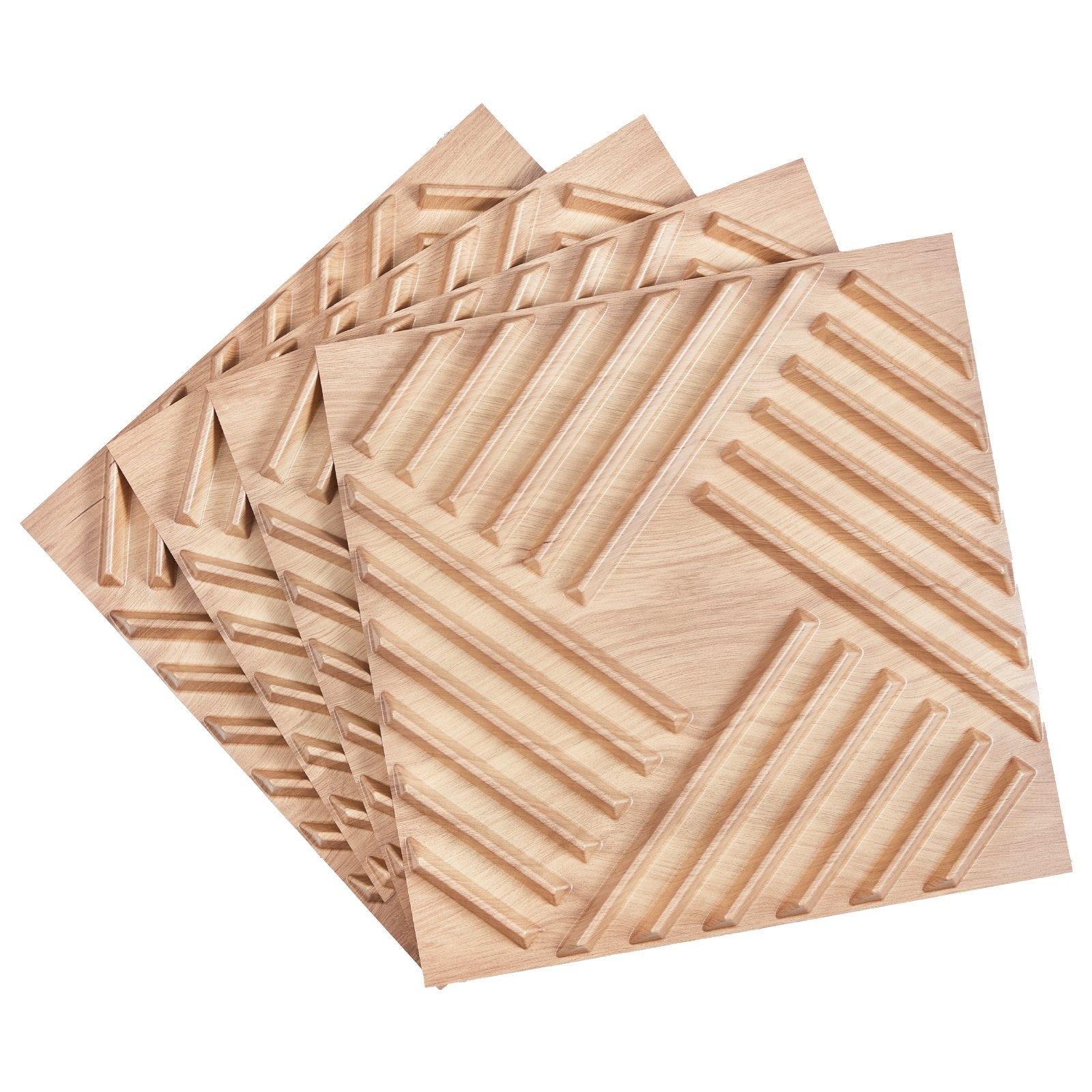 12-Pack Modern 3D PVC Wall Panels, Light Wood, 32 Sq.Ft Coverage - Minimalist Accent for Bedroom, Living Room, Ceiling, Gaming Space Decor