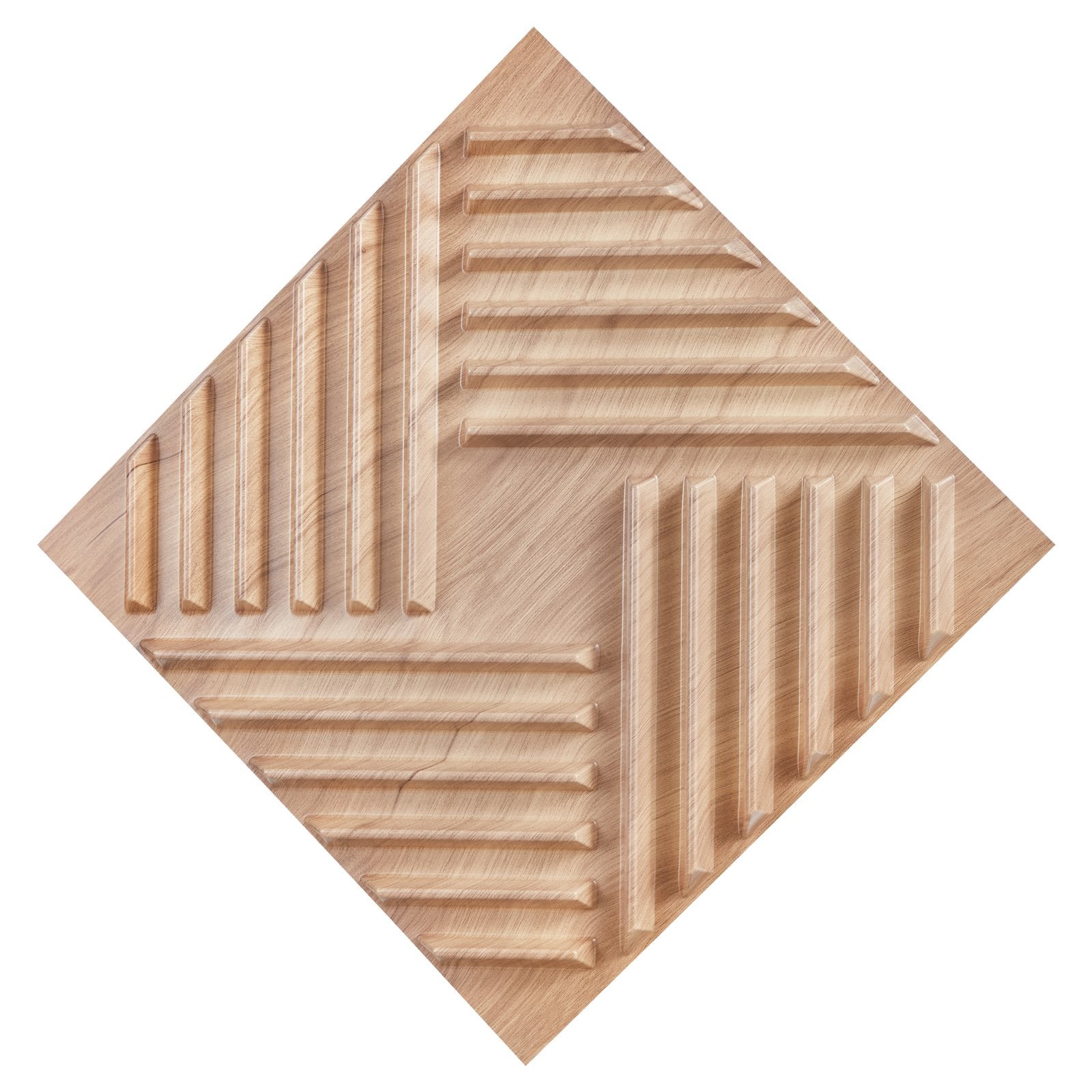 12-Pack Modern 3D PVC Wall Panels, Light Wood, 32 Sq.Ft Coverage - Minimalist Accent for Bedroom, Living Room, Ceiling, Gaming Space Decor