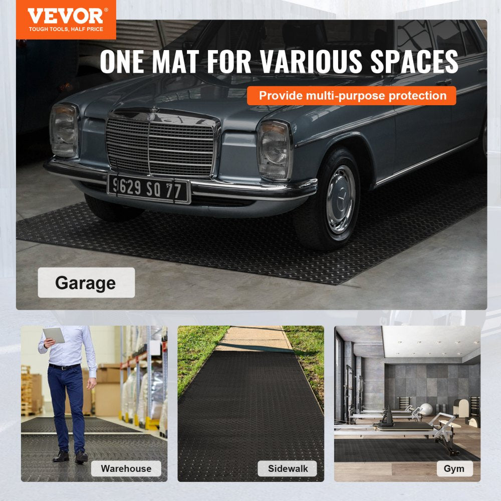 VEVOR Garage Floor Mats 2 Rolls 14.7 x 3.6 Ft Garage Mat 2.5mm Thickness Black Garage Flooring PVC Garage Mats for Under Car