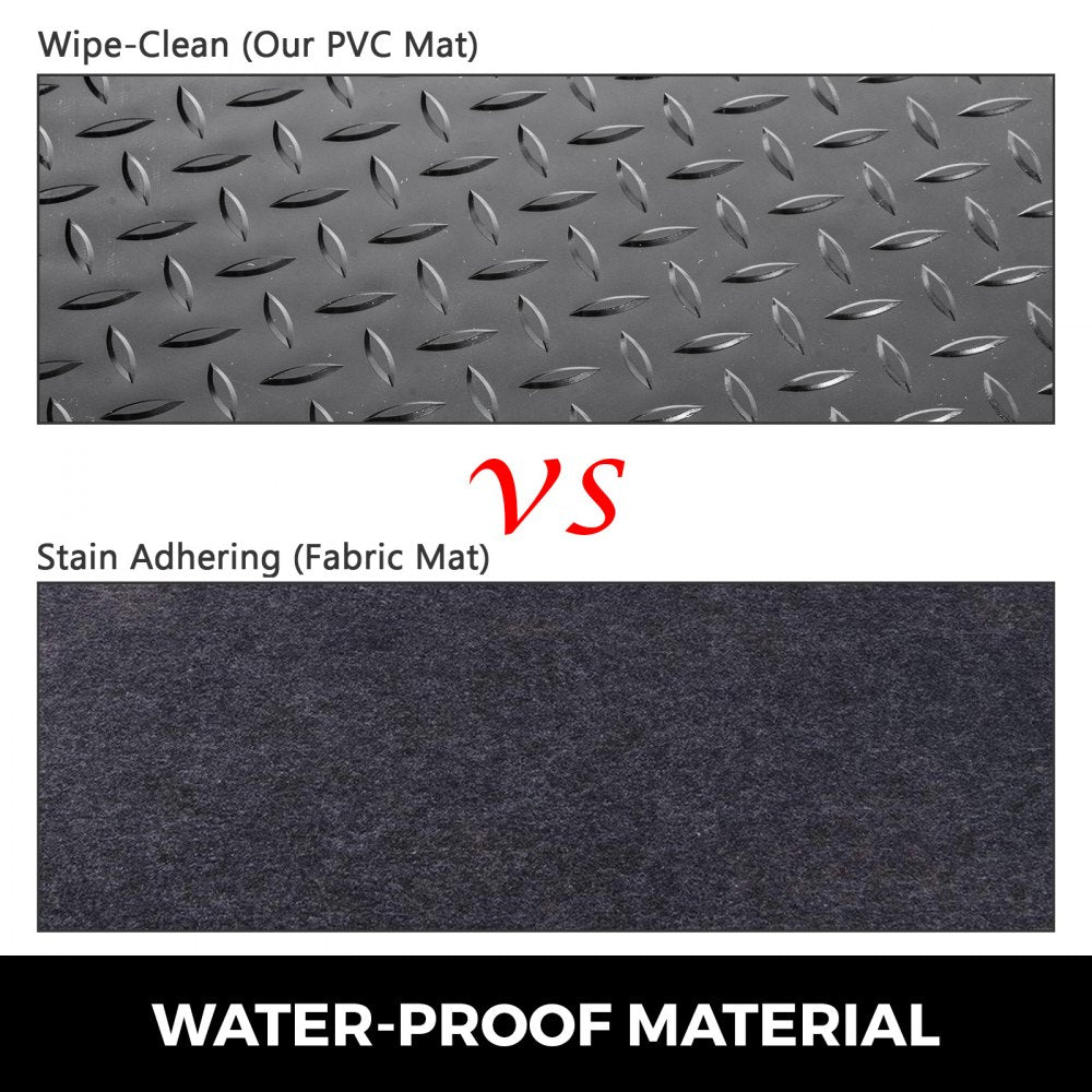 Heavy-Duty Black PVC Garage Flooring Mats for Under Car Protection, 2 Rolls of 17 x 3.6 Feet with 2.5mm Thickness