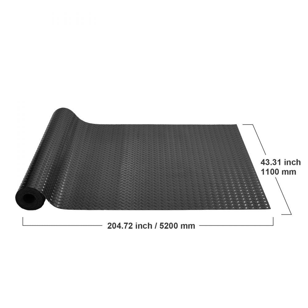 Heavy-Duty Black PVC Garage Flooring Mats for Under Car Protection, 2 Rolls of 17 x 3.6 Feet with 2.5mm Thickness