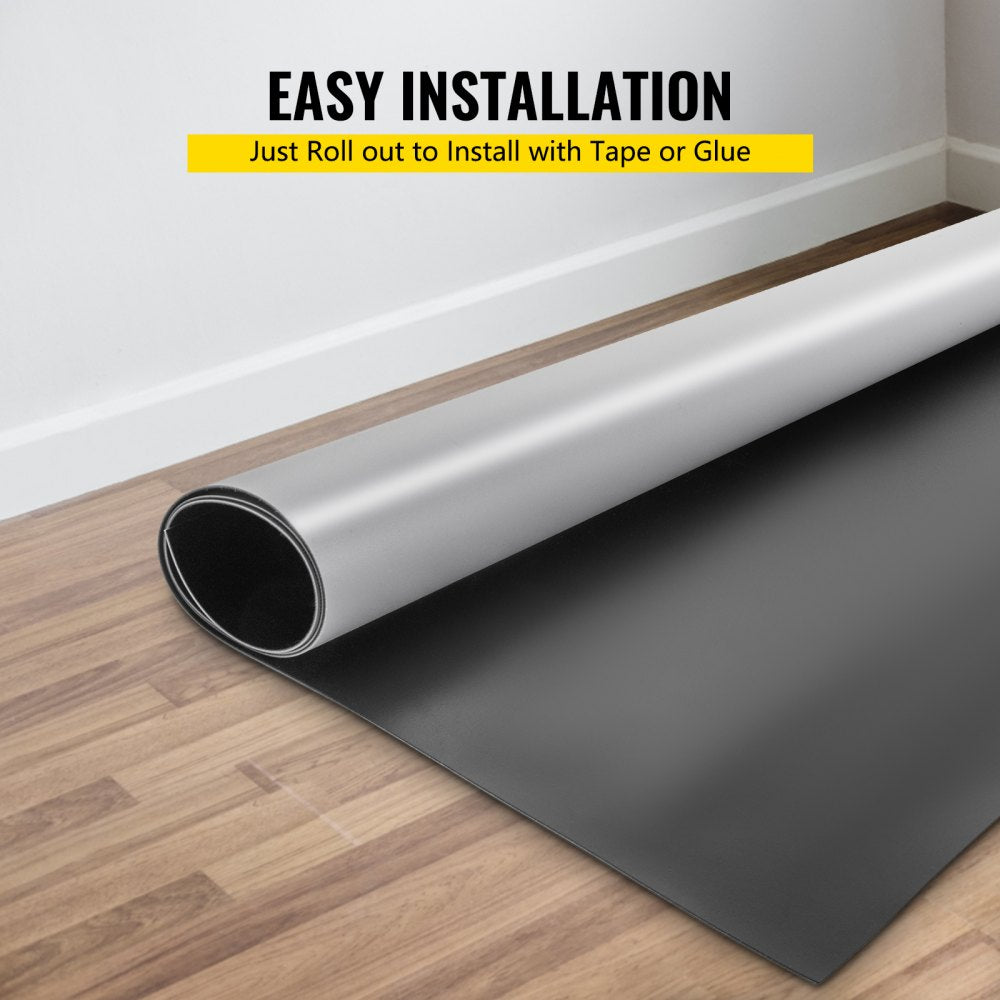 Portable 6.6x15.7ft Non-Slip PVC Dance Floor Roll for Ballet Practice with Easy Cleaning, 1.5mm Thick, Grey/Black, Wear-Resistant