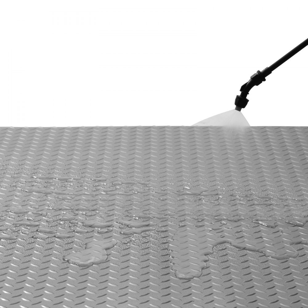 VEVOR Garage Floor Mat 4.9x13ft Vinyl Garage Flooring Roll Anti-Slide Diamond Texture Silver Garage Mats for Under Car 63.7sqft Covering Space DIY PVC Garage Floor Mat for Gyms Boats Car Trailer