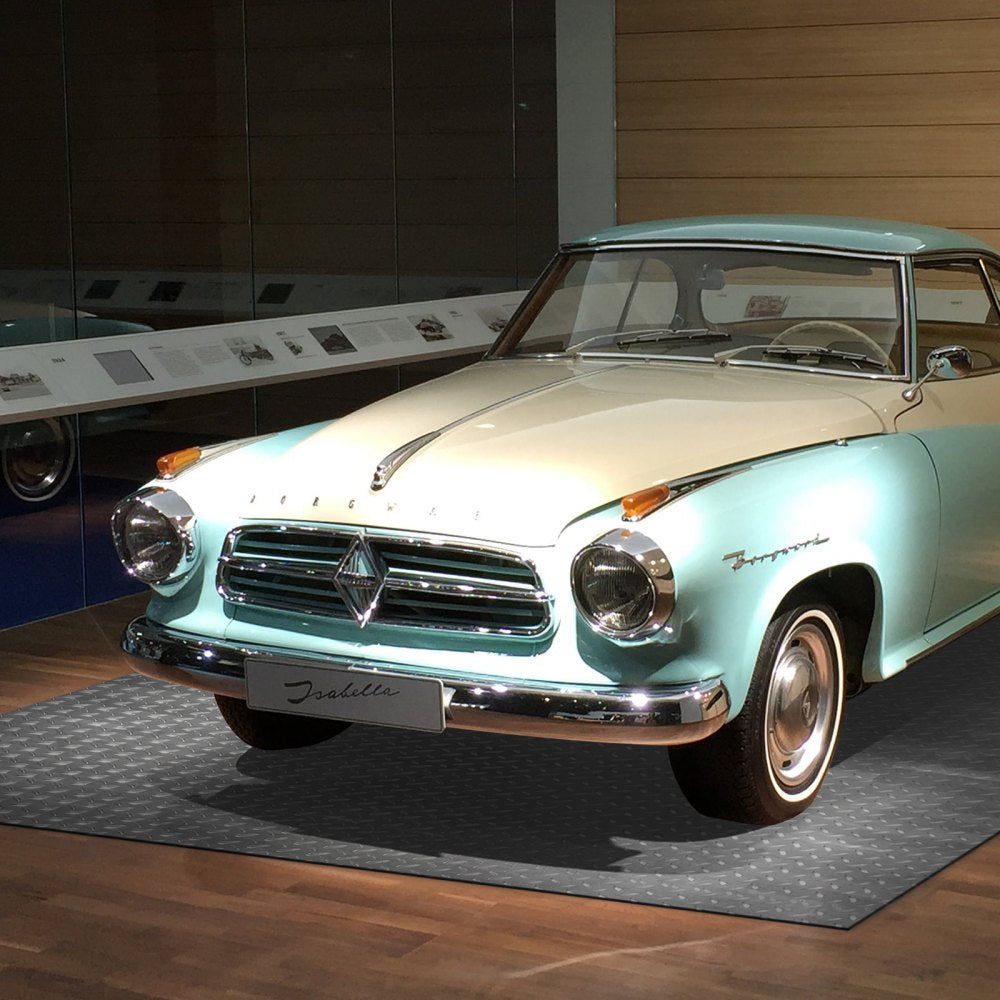 Durable Silver PVC Vinyl Garage Floor Mat with Anti-Slip Surface, 4.9x9.2ft