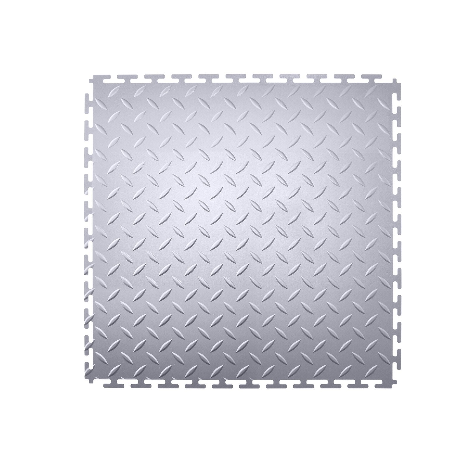 16 Pack Light Gray Garage Floor Tiles - Interlocking PVC Mats with Diamond Plate for Workshop, Warehouse, Tool Room Flooring