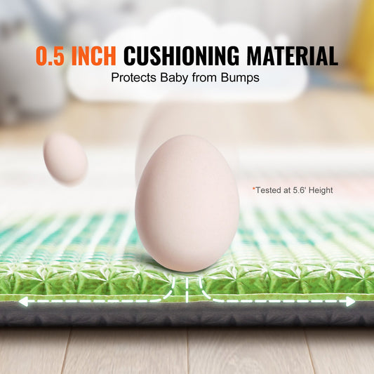 Spacious 55"x82" Reversible Baby Play Mat - Non-Slip, Cushioned, Waterproof Crawling Mat for Tummy Time & Toddler Play, Easy-Clean & Safe for Infants