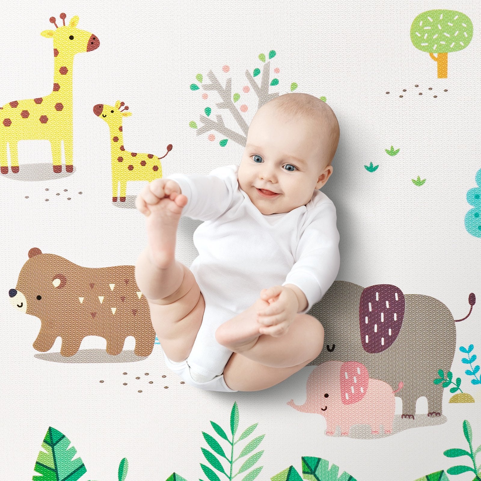 Spacious 55"x82" Reversible Baby Play Mat - Non-Slip, Cushioned, Waterproof Crawling Mat for Tummy Time & Toddler Play, Easy-Clean & Safe for Infants