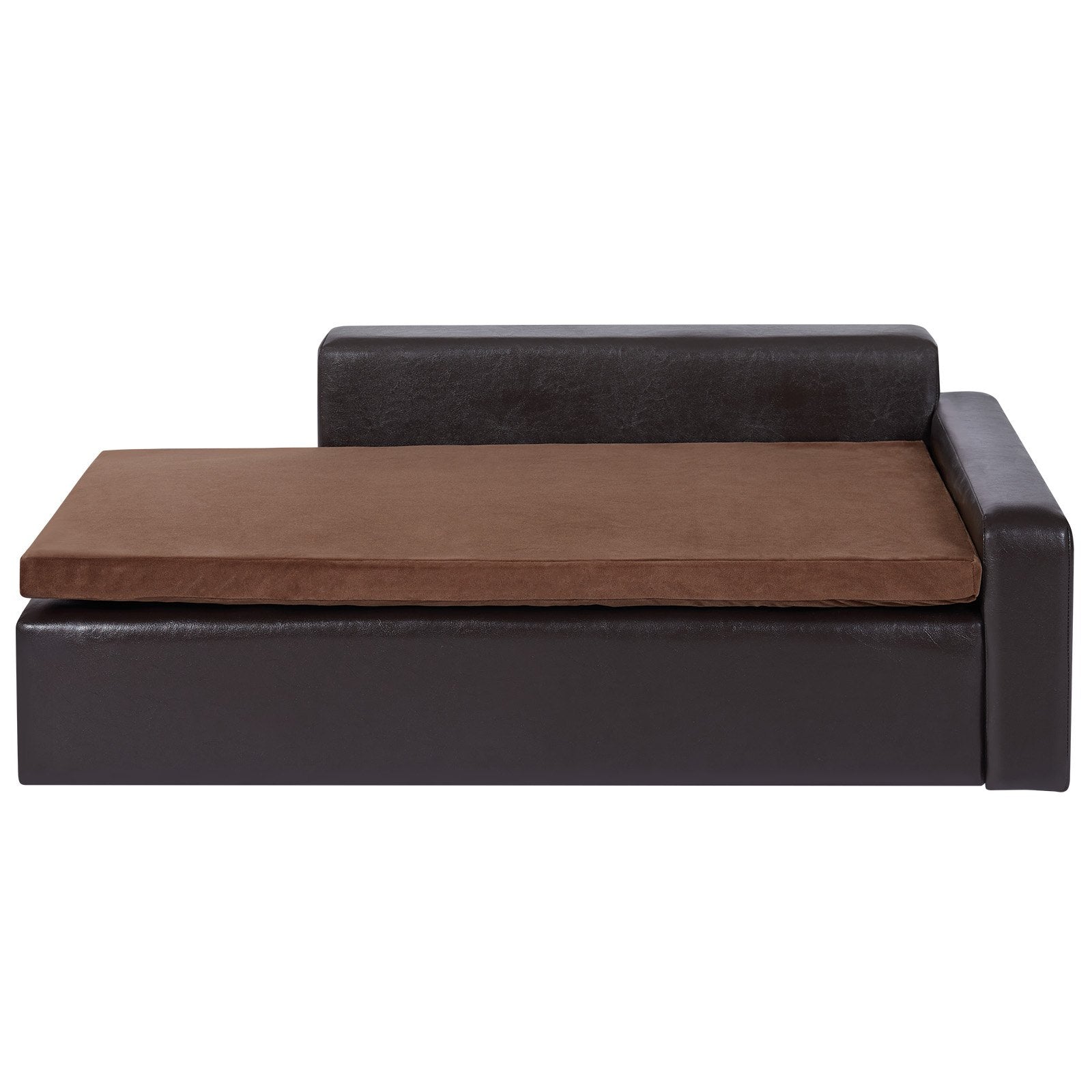 Luxurious Brown Leather Pet Sofa Bed for Large Dogs & Cats, 110 lbs Capacity - Stylish, Comfy Dog Couch, Easy Assembly, Durable Design