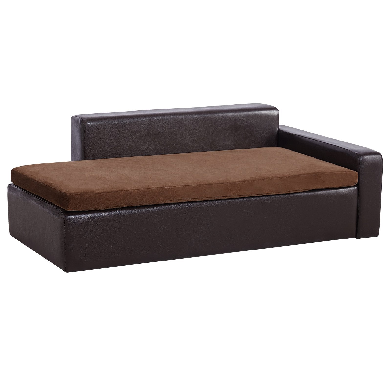 Luxurious Brown Leather Pet Sofa Bed for Large Dogs & Cats, 110 lbs Capacity - Stylish, Comfy Dog Couch, Easy Assembly, Durable Design
