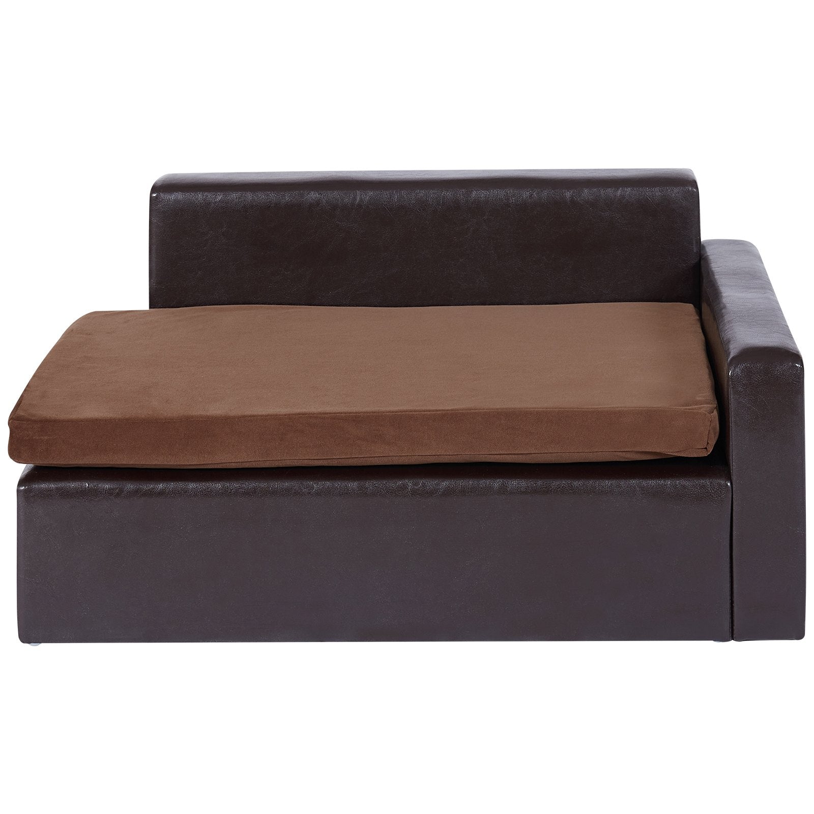 Luxurious Black Leather Pet Sofa Bed for Medium Dogs & Cats - Stylish, Soft, Durable Design with 110lb Capacity, Easy Assembly