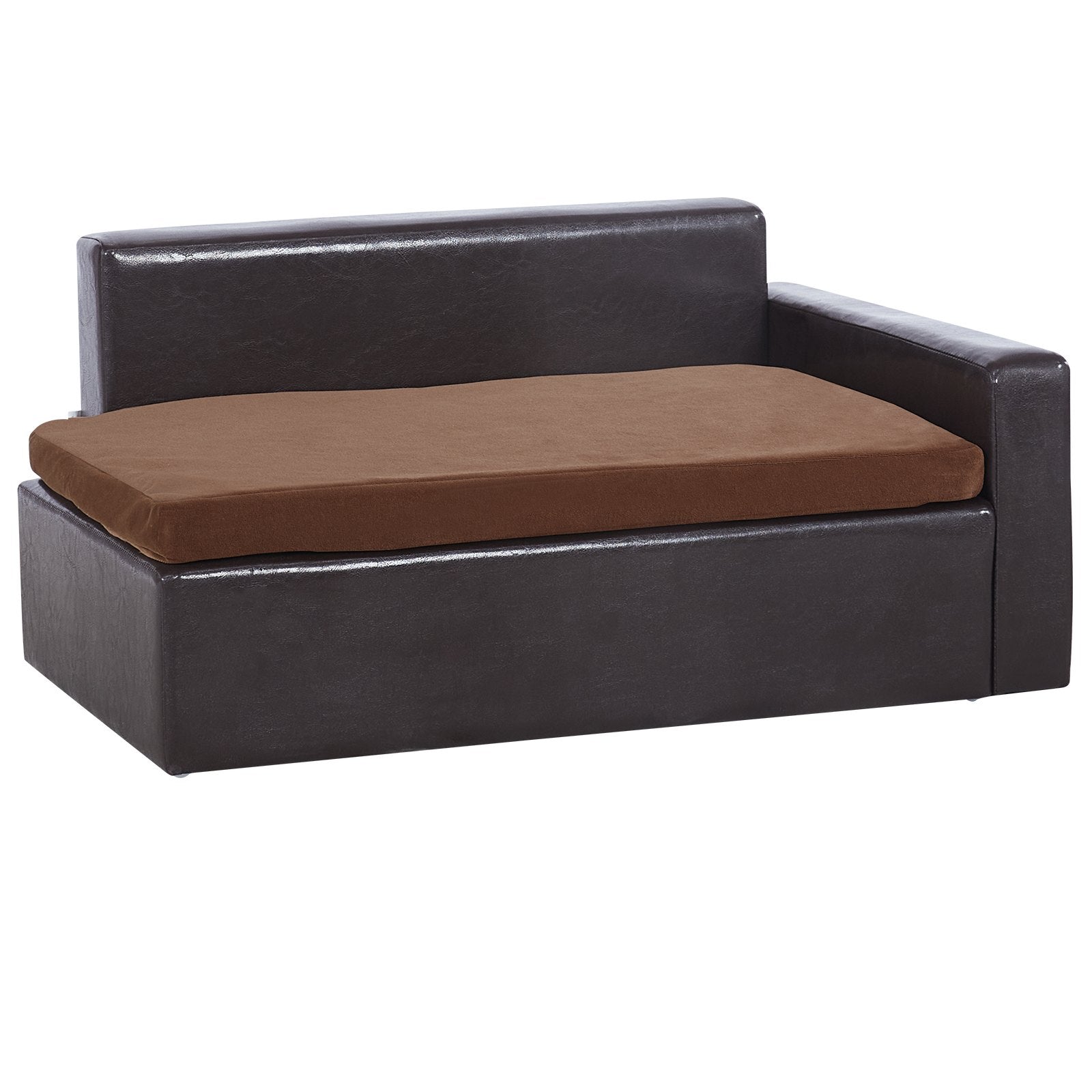 Luxurious Black Leather Pet Sofa Bed for Medium Dogs & Cats - Stylish, Soft, Durable Design with 110lb Capacity, Easy Assembly