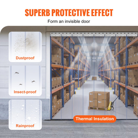 High-Quality PVC Strip Curtain 122 x 244 cm - Transparent, Durable, 2mm Thick for Stable Door Insulation with Easy Installation
