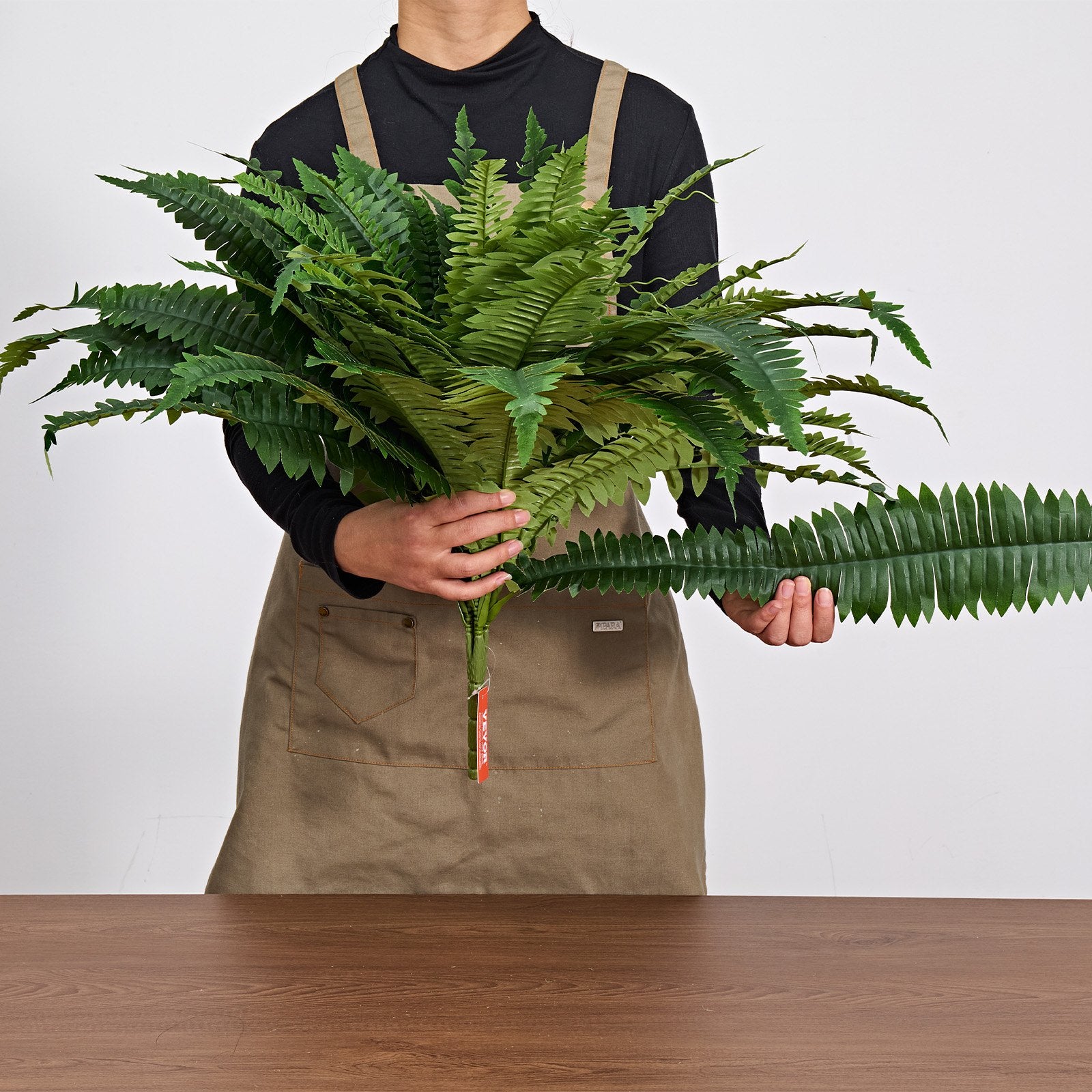 Set of 2 Realistic 45-Inch Artificial Boston Fern Bushes with 63 Fronds, Faux Greenery for Home, Garden, Office Decor, Silk & LDPE