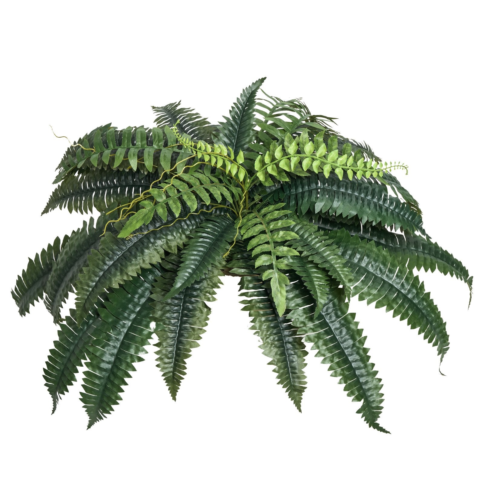 Artificial Boston Ferns, 2 Pcs, Large Hanging Faux Plants, 35-39 Inch Diameter, Home & Office Decor, 35 Branches, No Pot Included