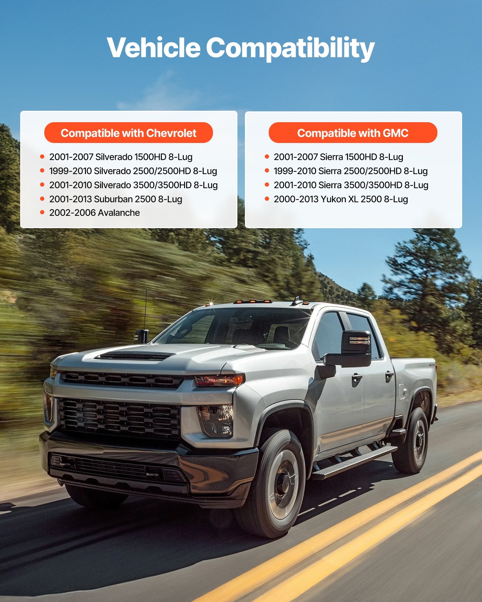 3" Front Leveling Lift Kit for 01-10 Chevy Silverado/GMC Sierra HD, Torsion Bar Keys & Shock Brackets, High-Strength CNC Machined Suspension Upgrade