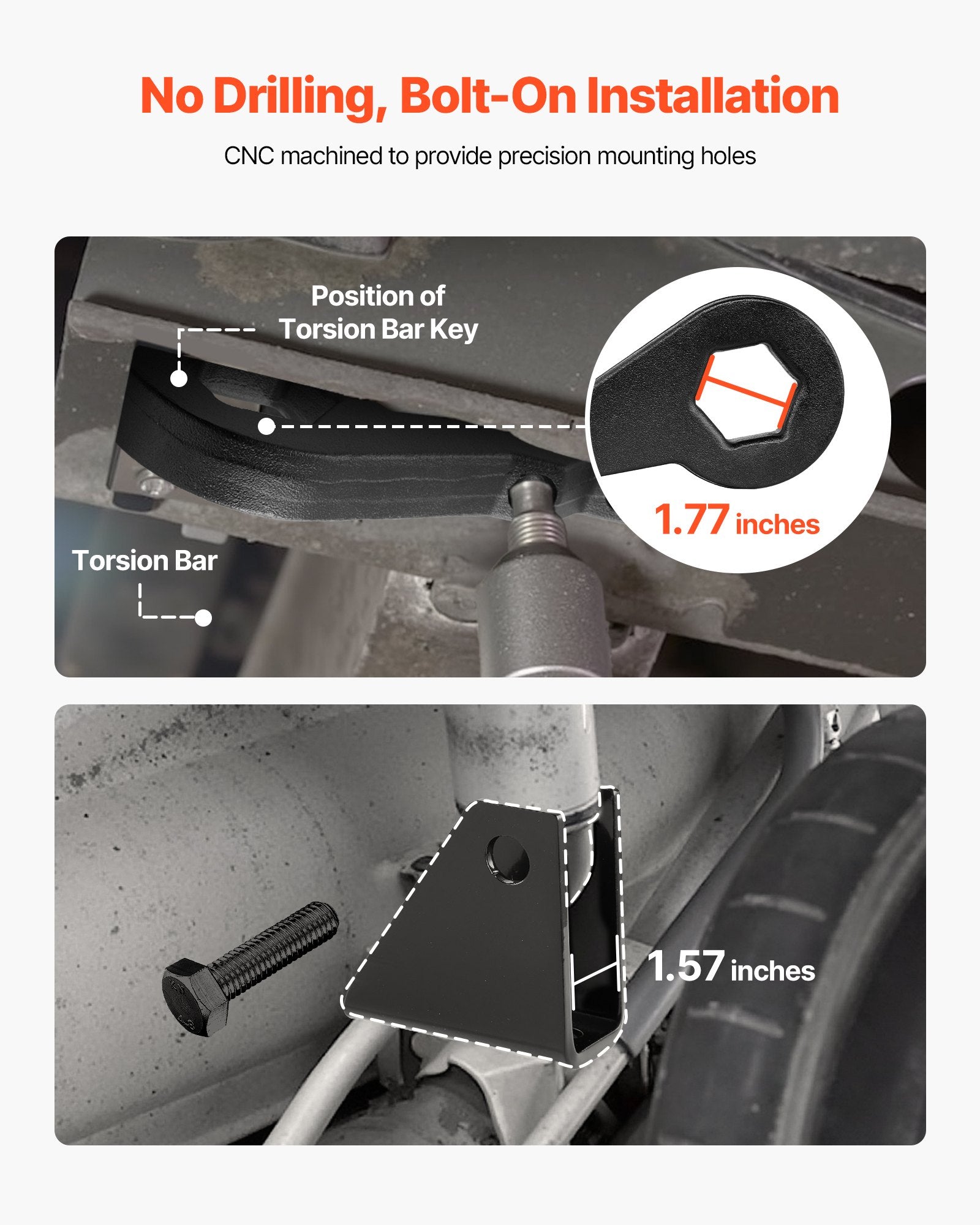 3" Front Leveling Lift Kit for 01-10 Chevy Silverado/GMC Sierra HD, Torsion Bar Keys & Shock Brackets, High-Strength CNC Machined Suspension Upgrade