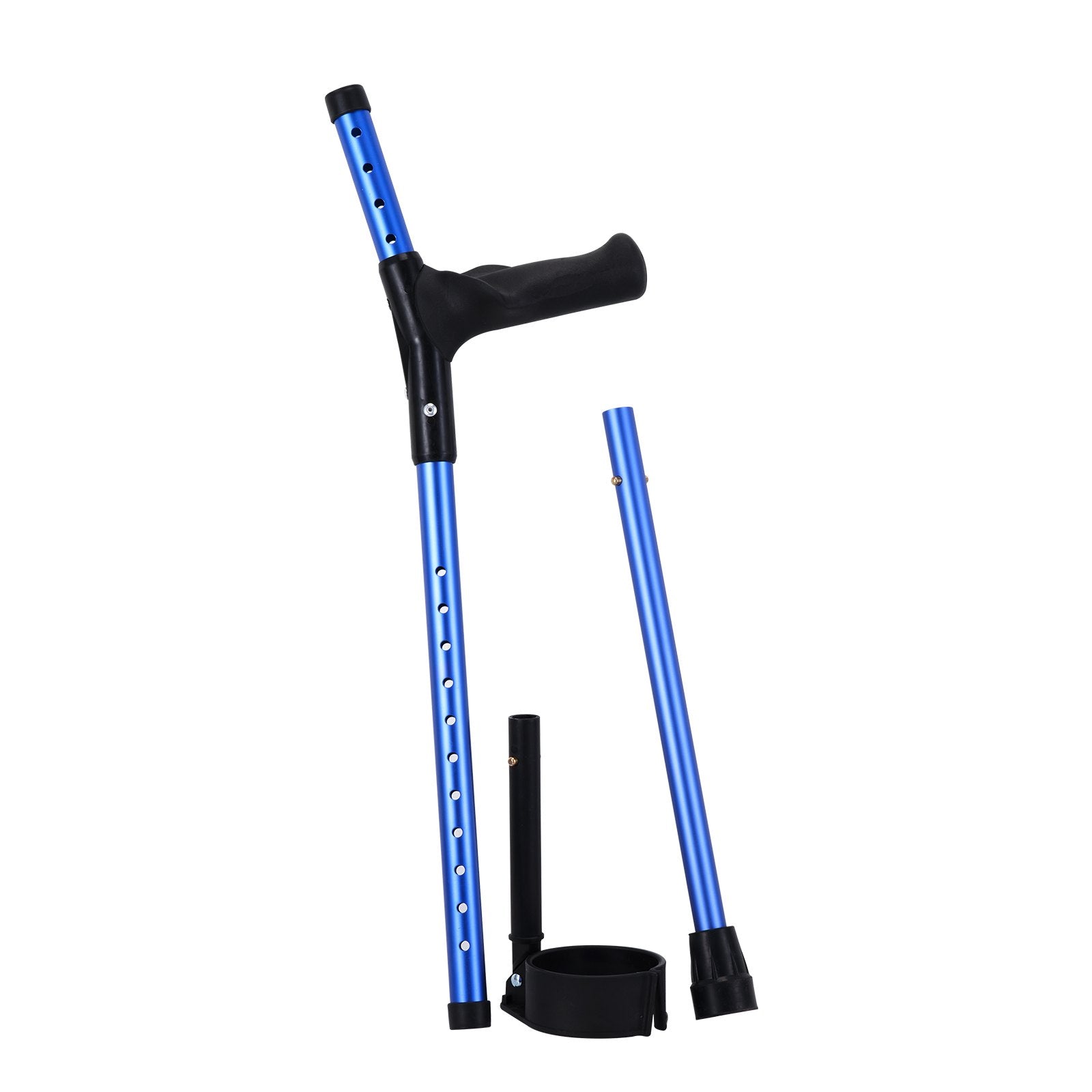 Lightweight Adjustable Forearm Crutches for Adults, 11-Level Height, 4-Level Cuff, Non-Slip, Aluminum Support for Leg Injury and Surgery Recovery, 350LBS Capacity