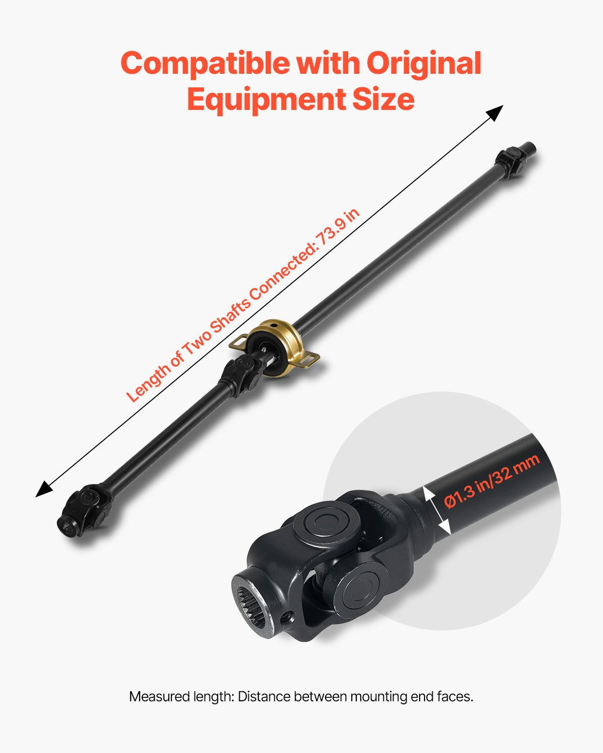 Enhanced 73.9" Front Prop Shaft Driveshaft Assembly for 2014-2017 Polaris RZR XP 1000 - Durable OEM Replacement with Easy Installation