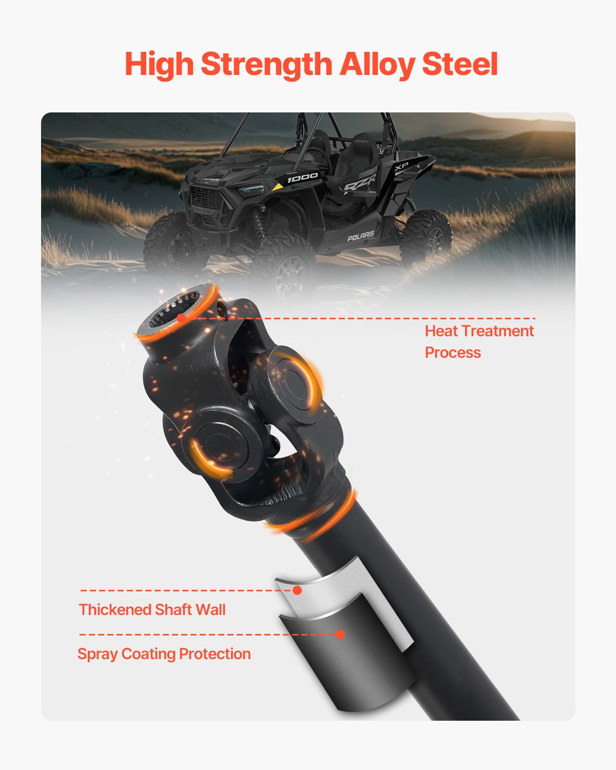 Enhanced 73.9" Front Prop Shaft Driveshaft Assembly for 2014-2017 Polaris RZR XP 1000 - Durable OEM Replacement with Easy Installation