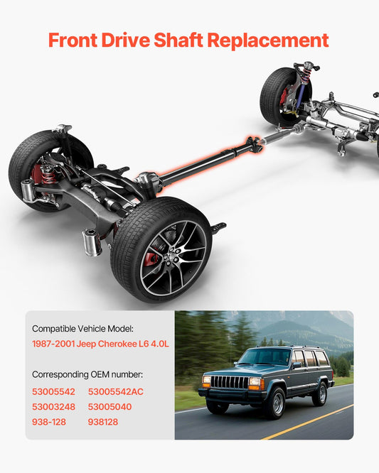 Enhanced Front Prop Shaft Driveshaft for 1987-2001 Jeep Cherokee L6 4.0L - OEM Replacement, Easy Installation, Smooth Driving, Durable Design