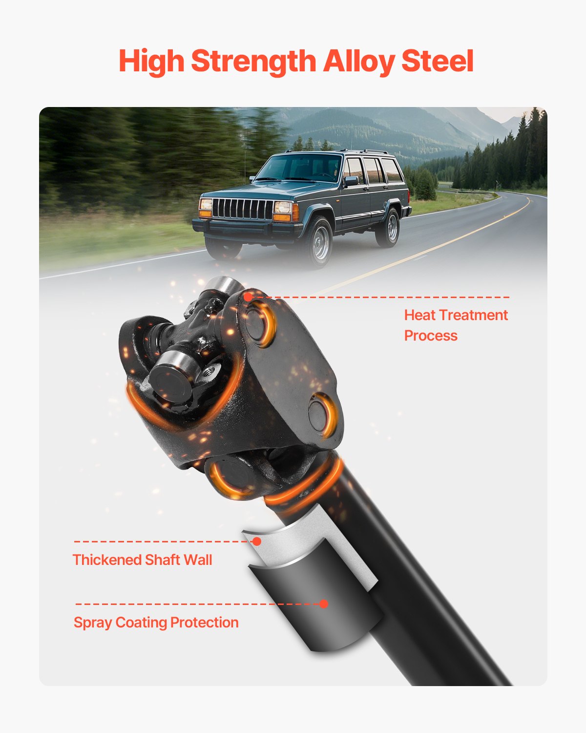 Enhanced Front Prop Shaft Driveshaft for 1987-2001 Jeep Cherokee L6 4.0L - OEM Replacement, Easy Installation, Smooth Driving, Durable Design