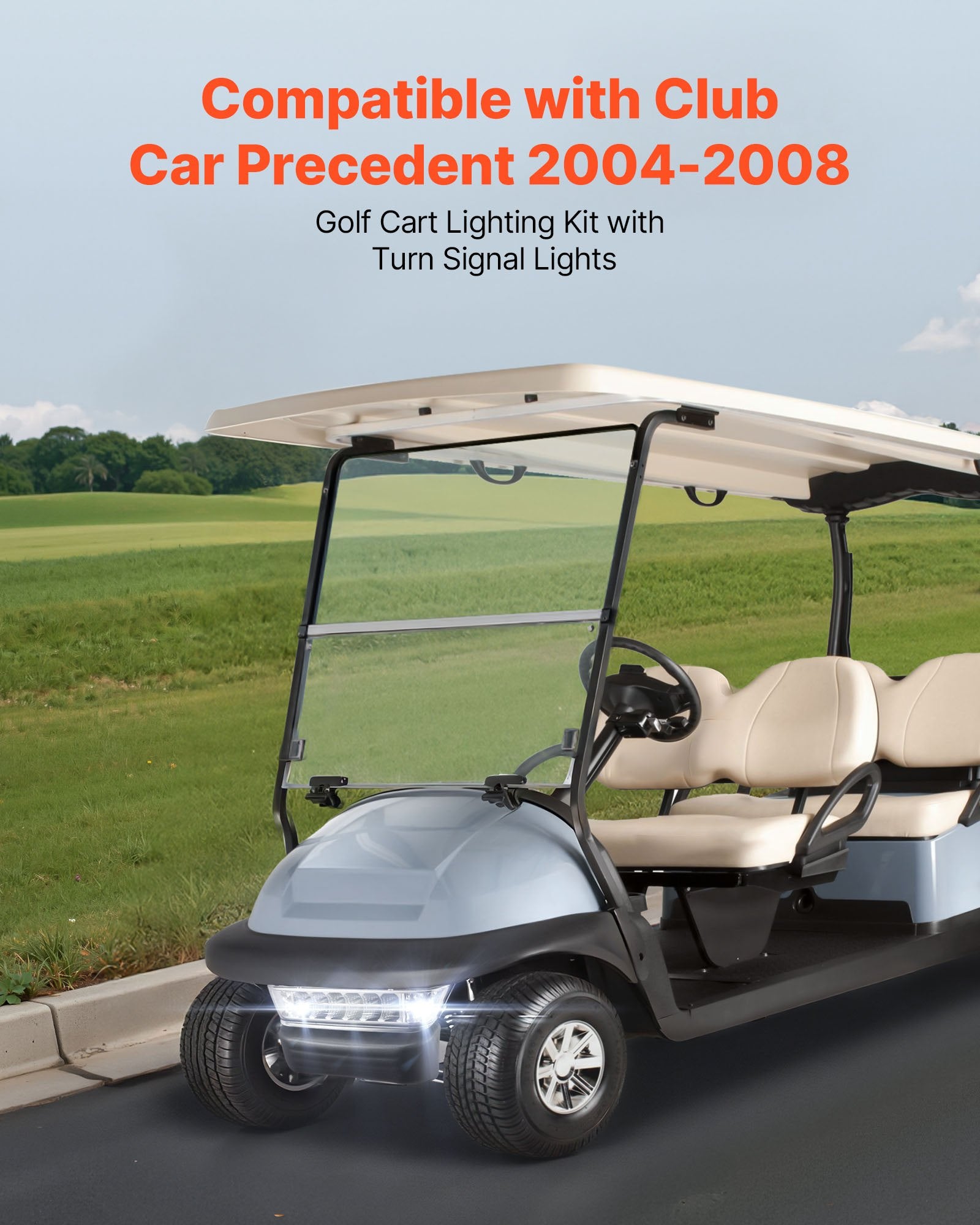 Street Legal LED Light Kit for Club Car Precedent (2004-2008) - Headlight & Taillight, Turn Signals, Horn, and ABS Housing