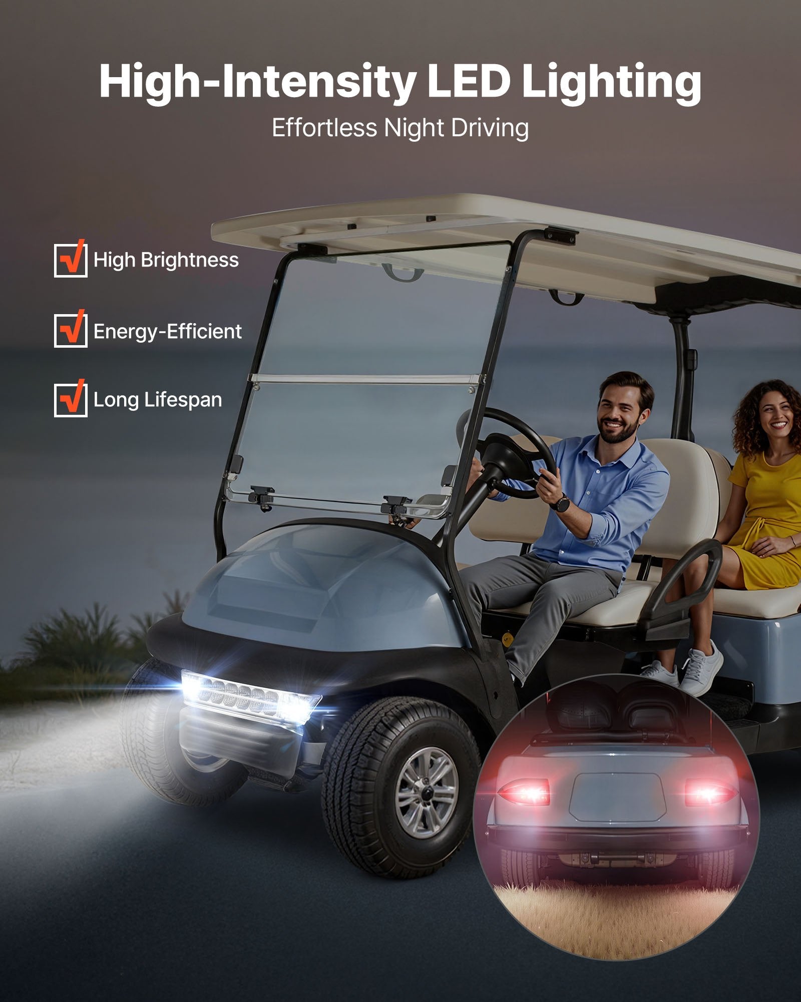 Street Legal LED Light Kit for Club Car Precedent (2004-2008) - Headlight & Taillight, Turn Signals, Horn, and ABS Housing