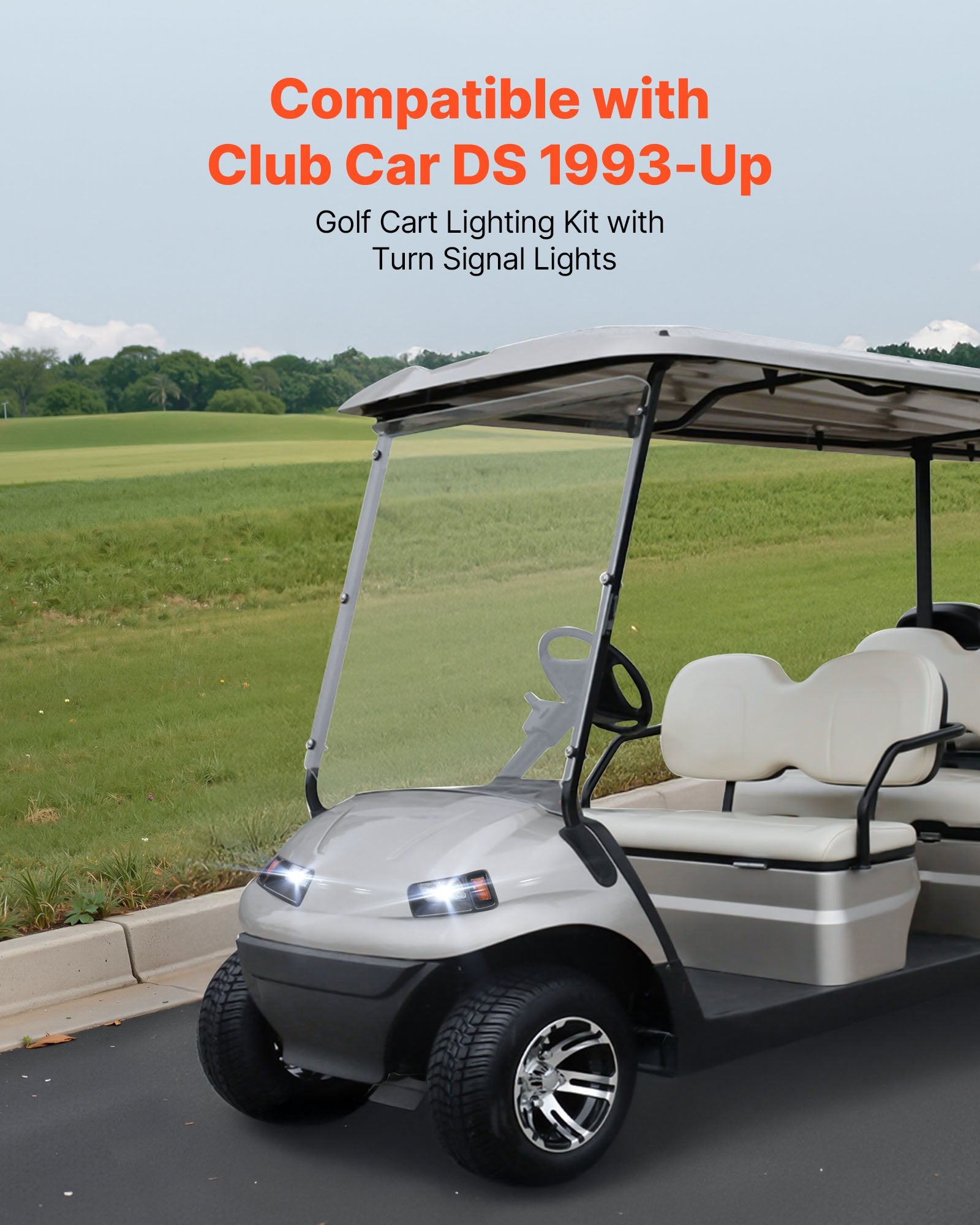 Upgrade Your Club Car DS 1993-Up with a 12V Street Legal LED Light Kit – Headlights, Taillights, Turn Signals & More for Safe Night Driving