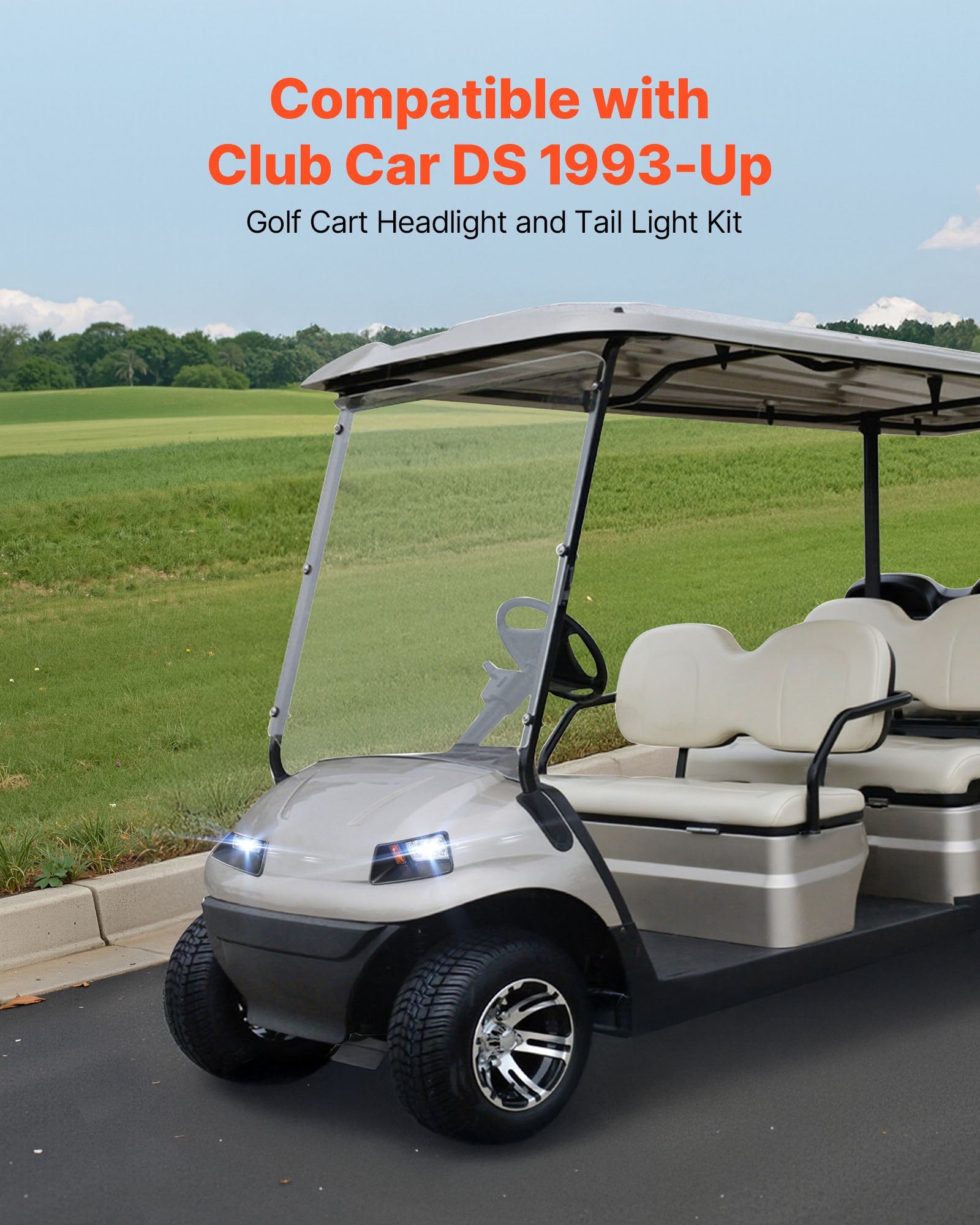 Enhanced 12V LED Light Kit for Club Car DS 1993-Up, High-Brightness, Waterproof, Easy Install, ABS Housing, Perfect for Night Golfing