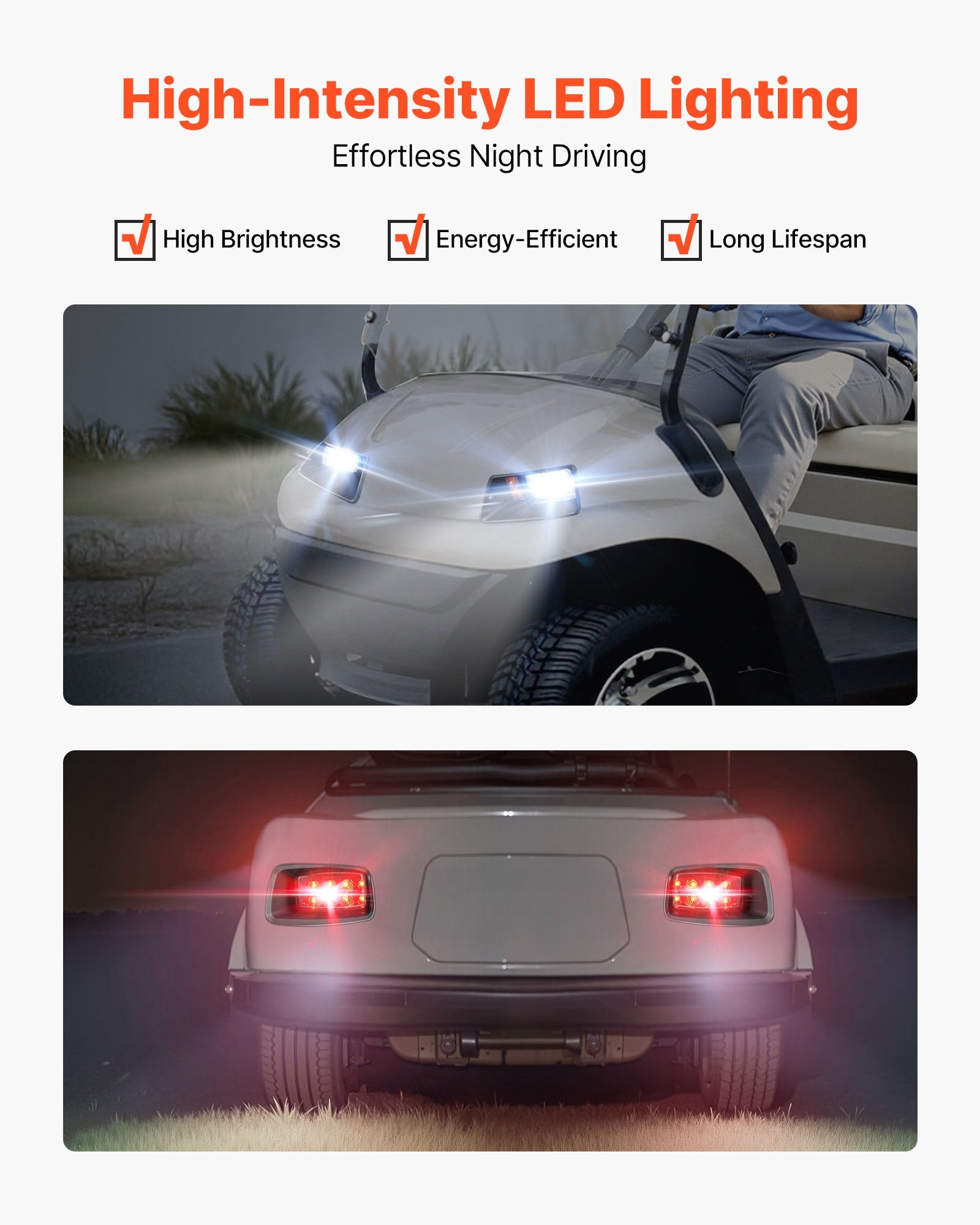 Enhanced 12V LED Light Kit for Club Car DS 1993-Up, High-Brightness, Waterproof, Easy Install, ABS Housing, Perfect for Night Golfing