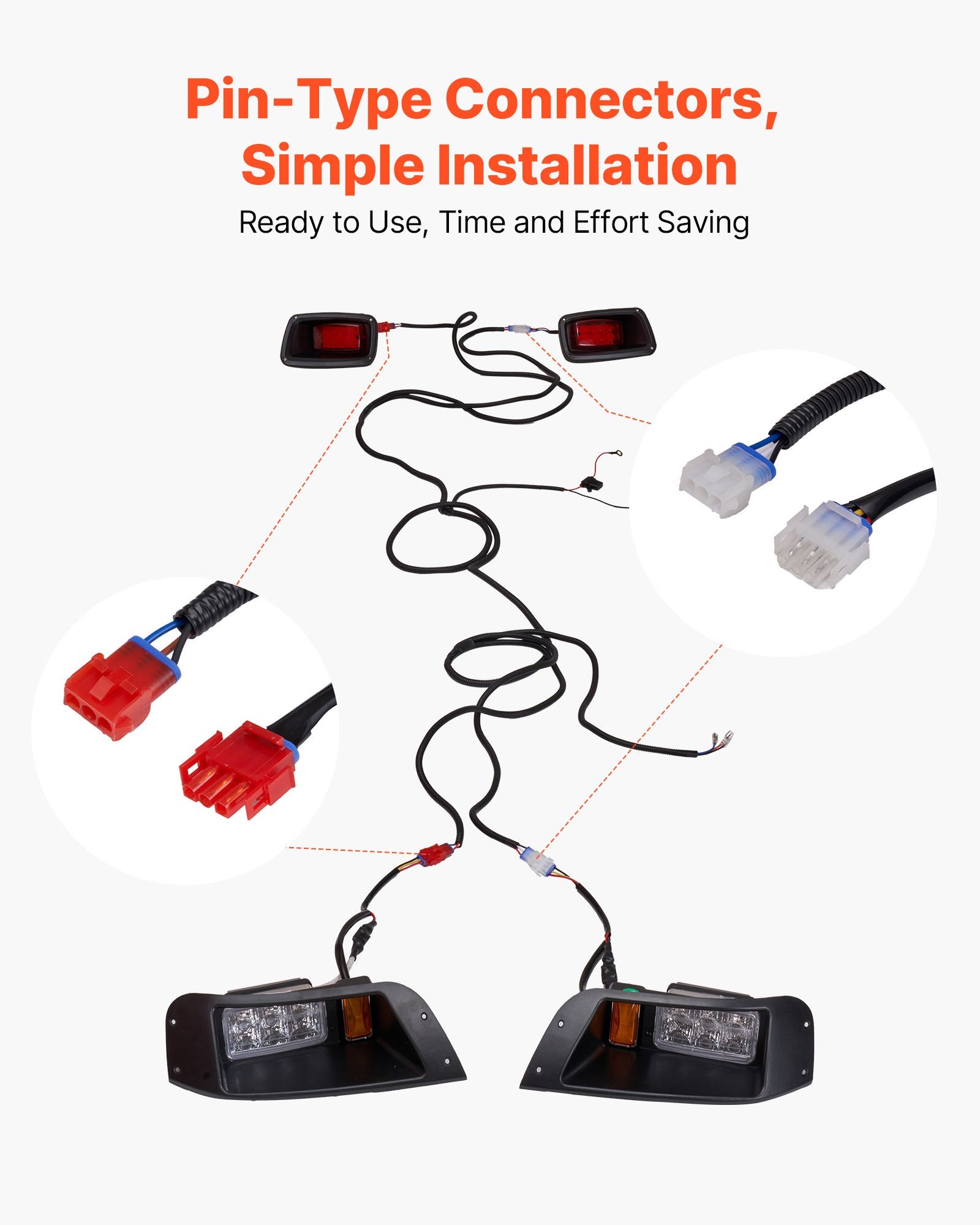 Enhanced 12V LED Light Kit for Club Car DS 1993-Up, High-Brightness, Waterproof, Easy Install, ABS Housing, Perfect for Night Golfing