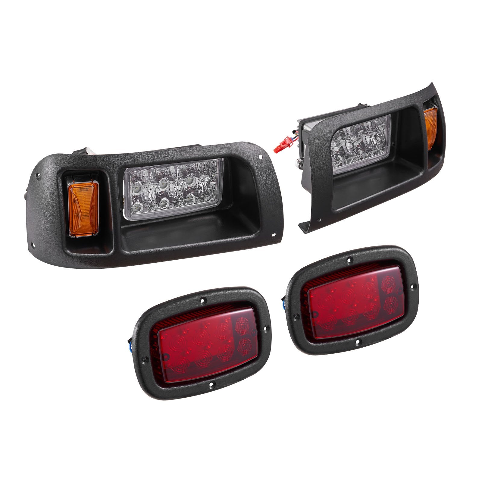 Golf Cart LED Light Kit for EZGO TXT 1996-2013, 12V Waterproof Headlight & Tail Light, High-Brightness, Easy Install, ABS Housing