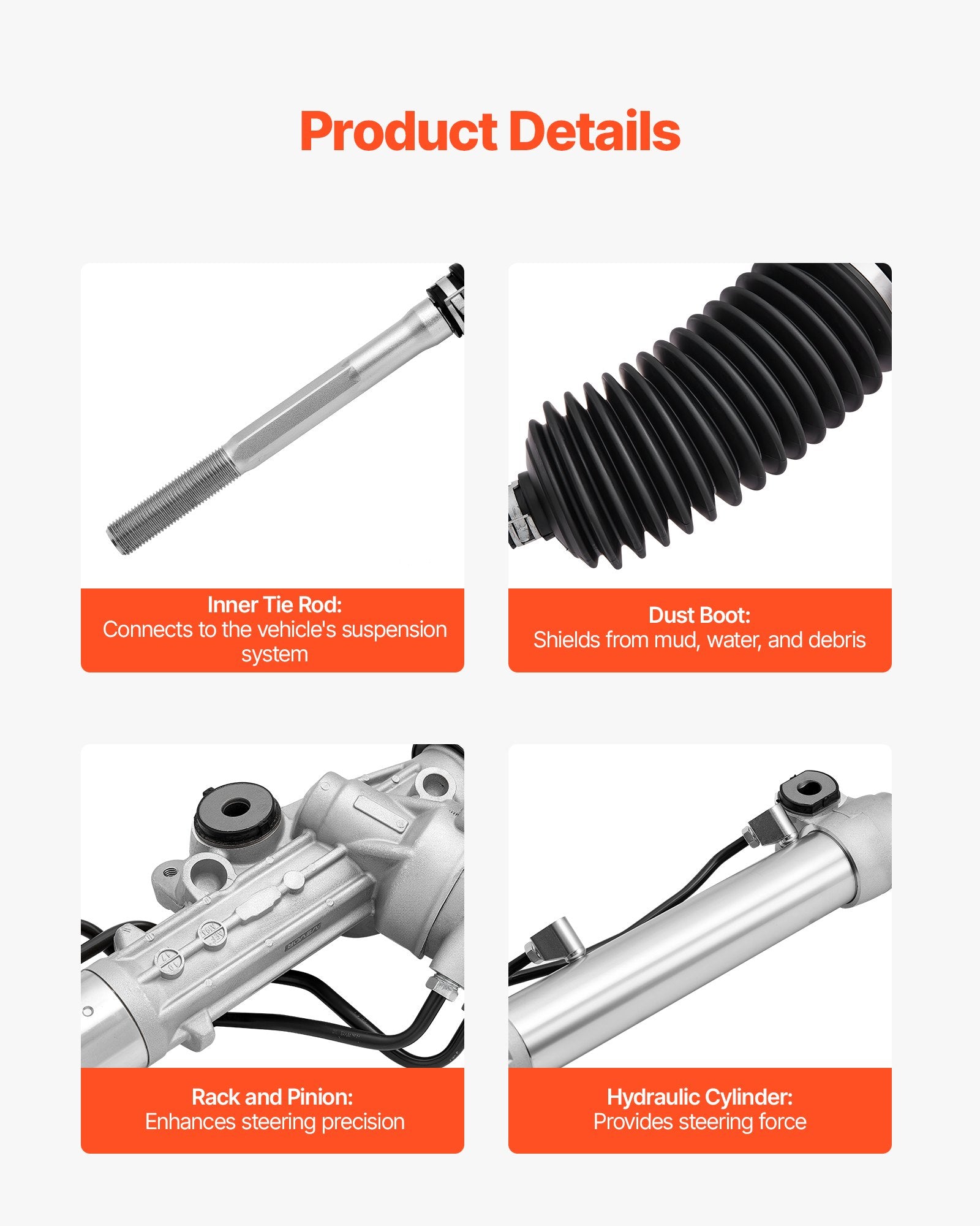 Hydraulic Power Steering Rack & Pinion for Lexus GX470, Toyota 4Runner & FJ Cruiser (2003-2009), V8/V6 Engines, Premium Fit & Performance
