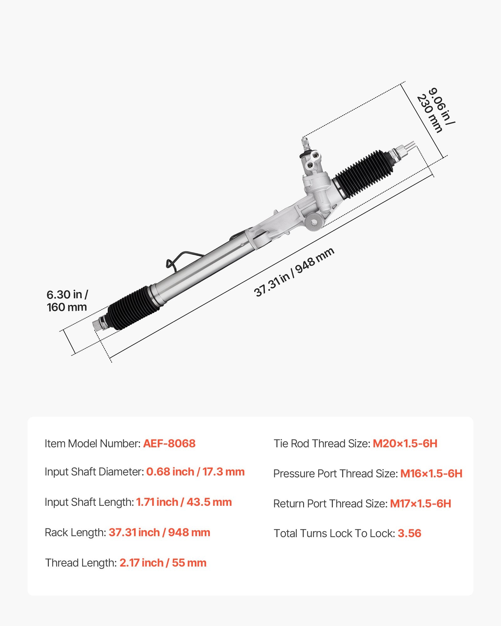 Hydraulic Power Steering Rack & Pinion for Toyota 4Runner 96-02, Tacoma 98-04 - Dust Boot, Premium Fit, Smooth Drive